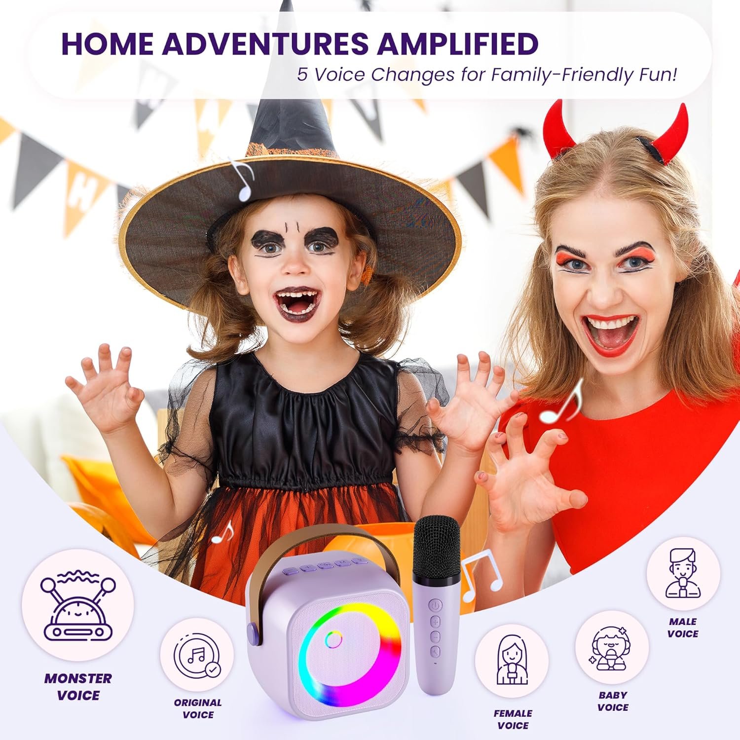 Karaoke Machine for Kids Toys for 4-12+ Year Old, Mini Portable Bluetooth Speaker with 2 Wireless Microphones, Birthday Party for Girls Boys - Image 5