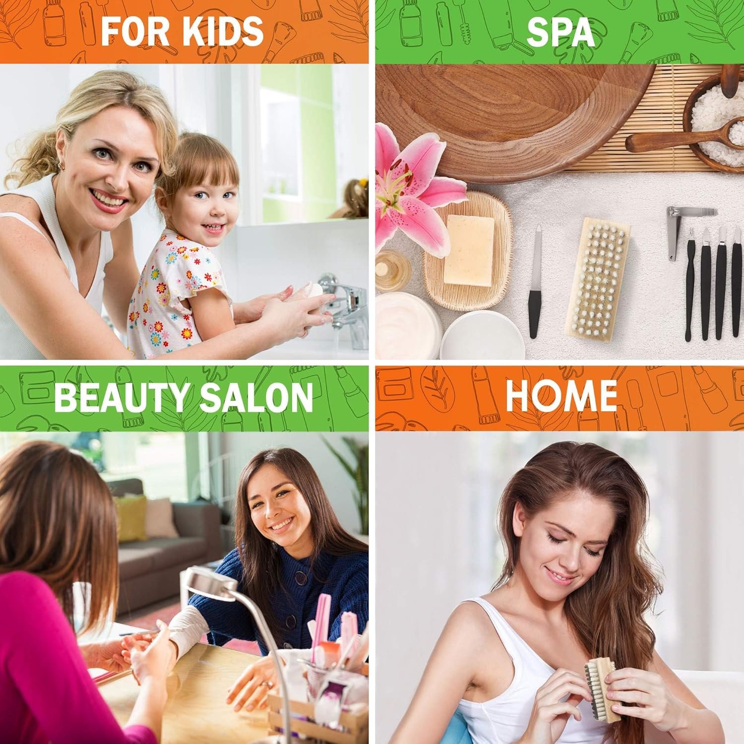 Konex Non-Slip Wooden Two-sided Hand and Nail Brush. Fingernail Brush for Nail Cleaning and Scrubbing. Heavy duty Stiff Nail Brush for Travel. Mechanic hand scrub brush with molded grip. - Image 7
