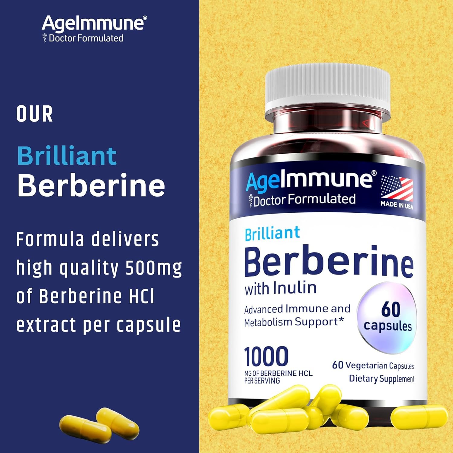 Berberine 1000mg Supplement Complex with Inulin Prebiotic - Each Capsule Contains Berberine 500mg - Doctor Formulated Supplements for High Absorption. - Image 8