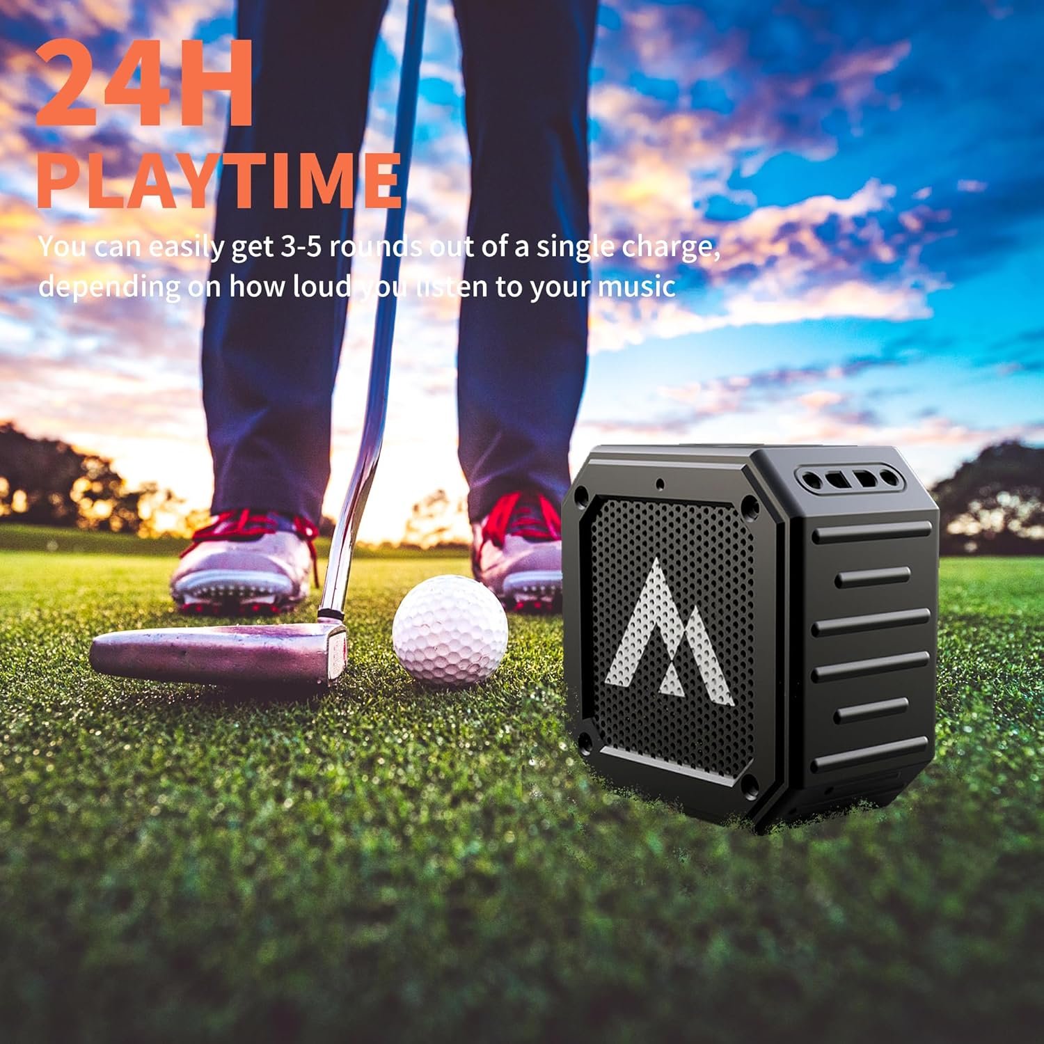 Magnetic Golf Speaker with Storage Case, IPX7 Portable Golf Cart Speaker 24H Playtime, 18W Loud Stereo Sound Magnetic Bluetooth Speaker for Golf Cart Accessories, Golf Gifts for Men - Image 5
