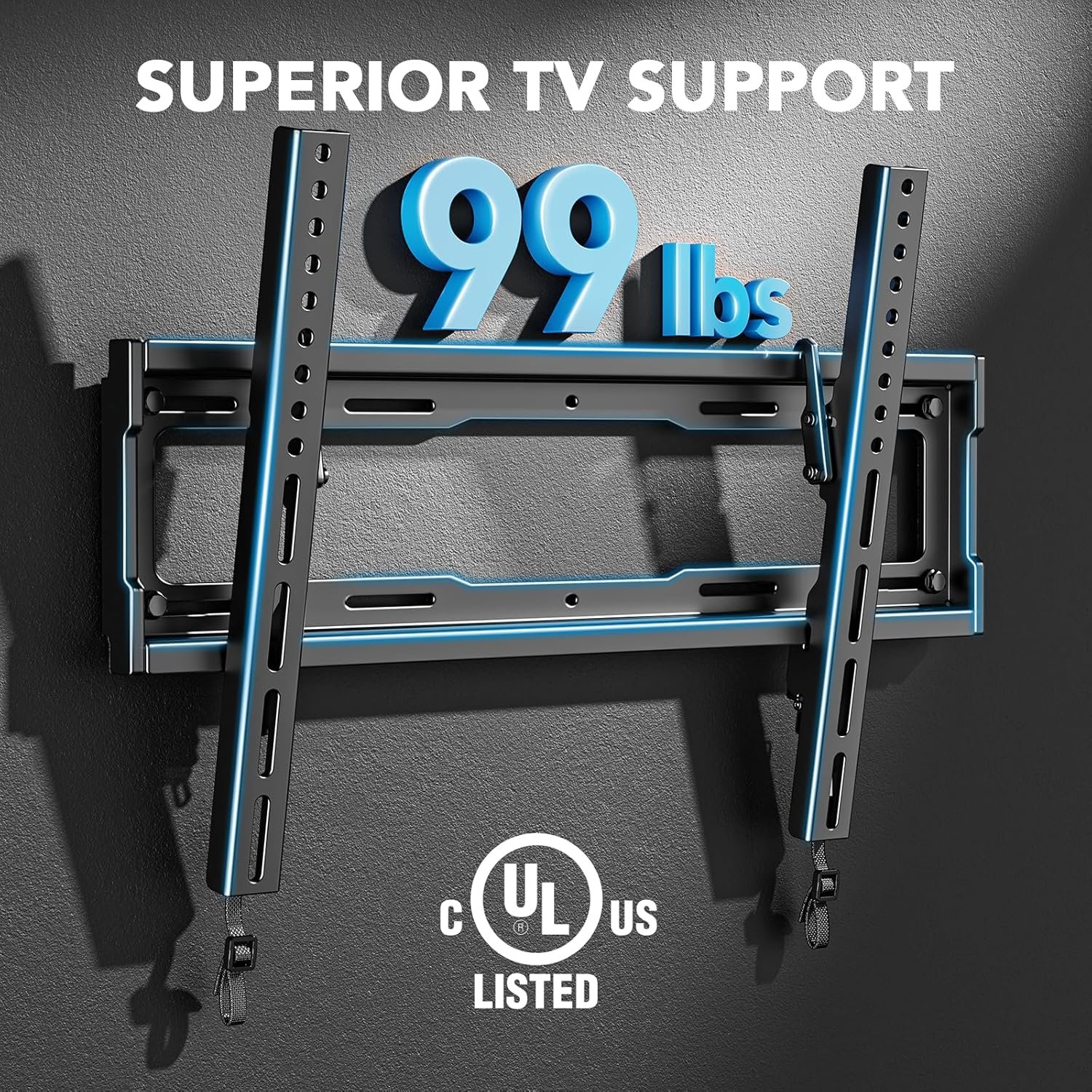 Pipishell UL Listed Tilt TV Wall Mount Bracket Low Profile for Most 23-55 Inch LED LCD OLED 4K Flat Curved TVs up to 99lbs Max VESA 400x400mm, 8° Tilting for Anti-Glaring, Fits 8-16 inch Wood Stud - Image 3