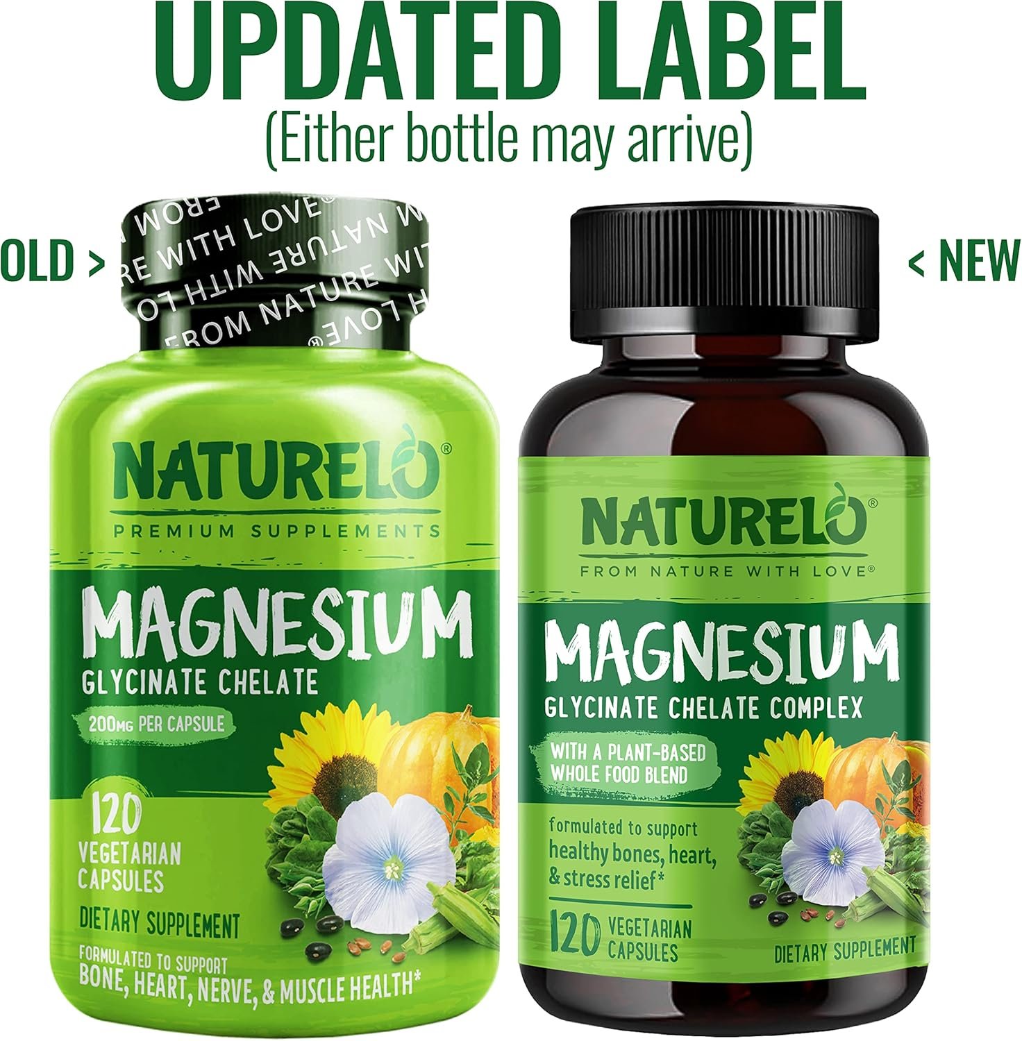 NATURELO Magnesium Glycinate Chelate Complex - 200 mg Magnesium with Organic Vegetables to Support Sleep, Calm, Muscle Cramp & Stress Relief – Gluten Free, Non GMO - 120 Capsules - Image 5