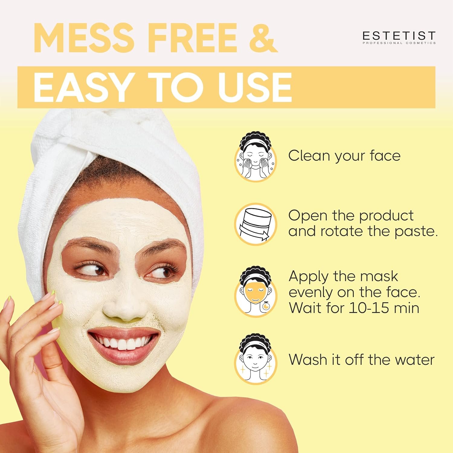 ESTETIST Turmeric Vitamin C Clay Face Mask Stick Set For Dark Spots Oil Control and Balance Facial Mask Deep Pore Cleanser Blackhead Remover Anti-Acne Treatment for All Skin Types Gift Pack of 3 - Image 6