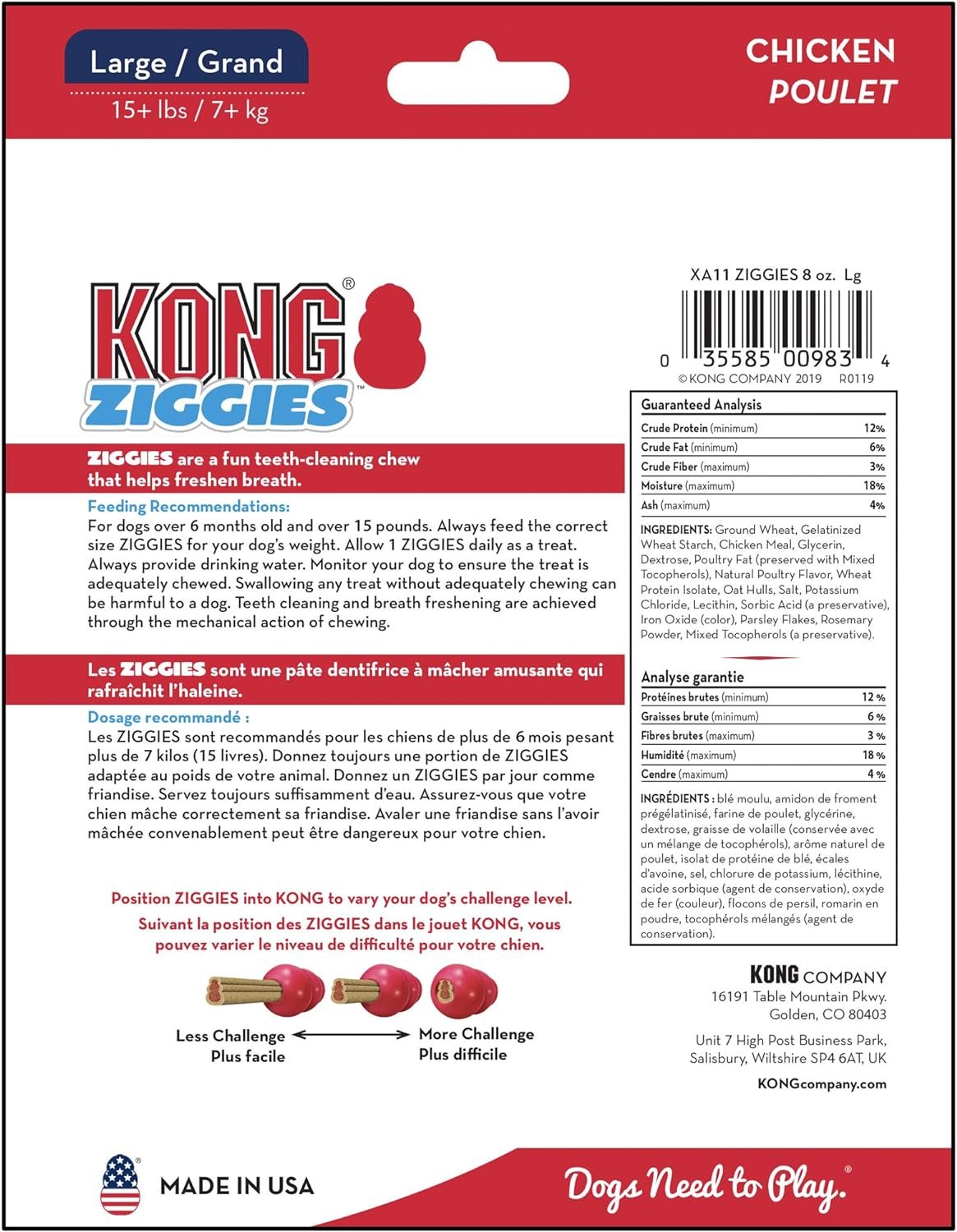 KONG Classic Toy & Ziggies Treats Combo Pack - Durable Chew Toy for Dogs - with Ziggies Chicken-Flavored Treats - Dog Accessories for Fun & Health - for Large Dogs - Image 9