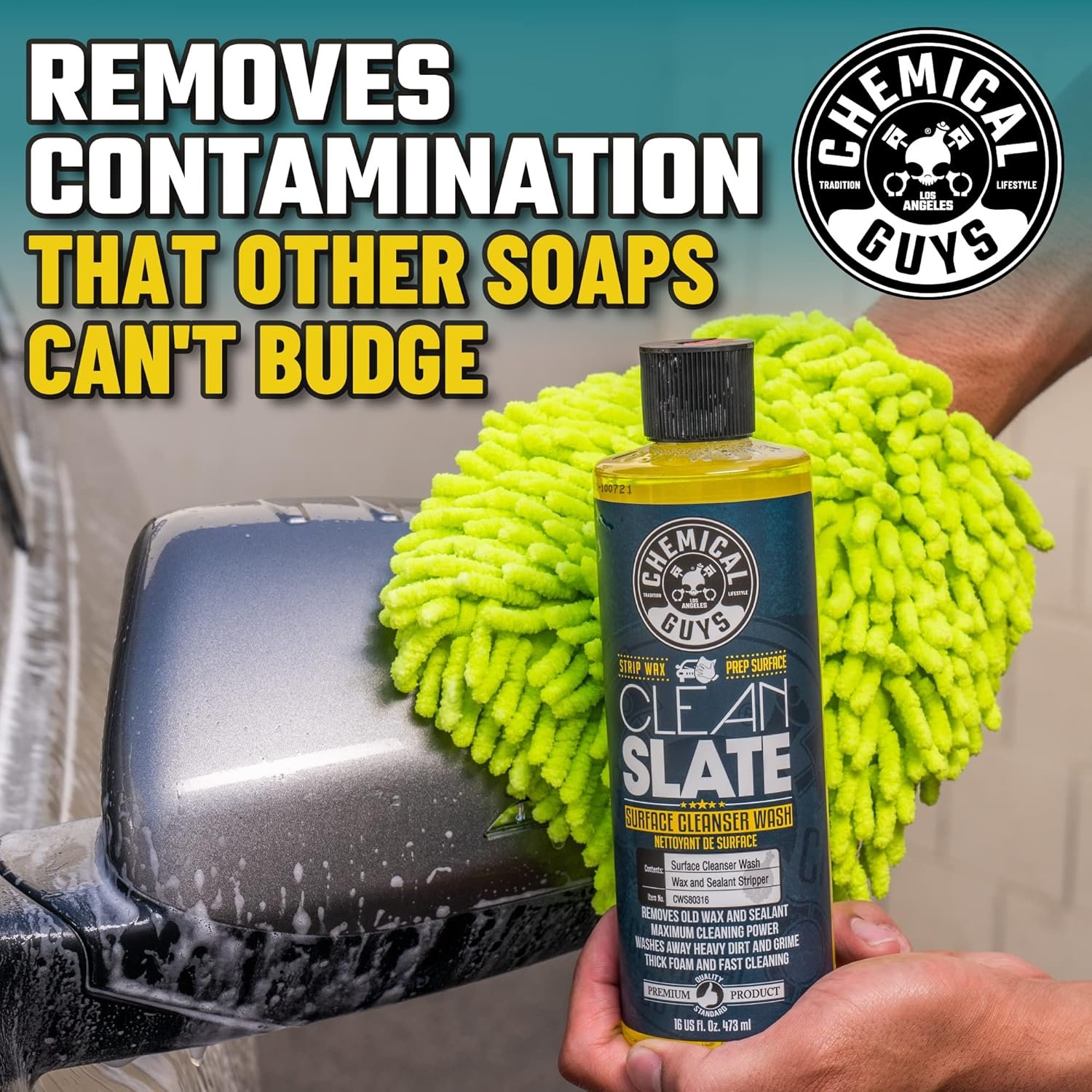 Chemical Guys CWS80316 Clean Slate Deep Surface Cleaning Car Wash Soap (Removes Old Car Waxes, Glazes & Sealants for Superior Surface Prep), 16 fl oz, Citrus Scent - Image 3