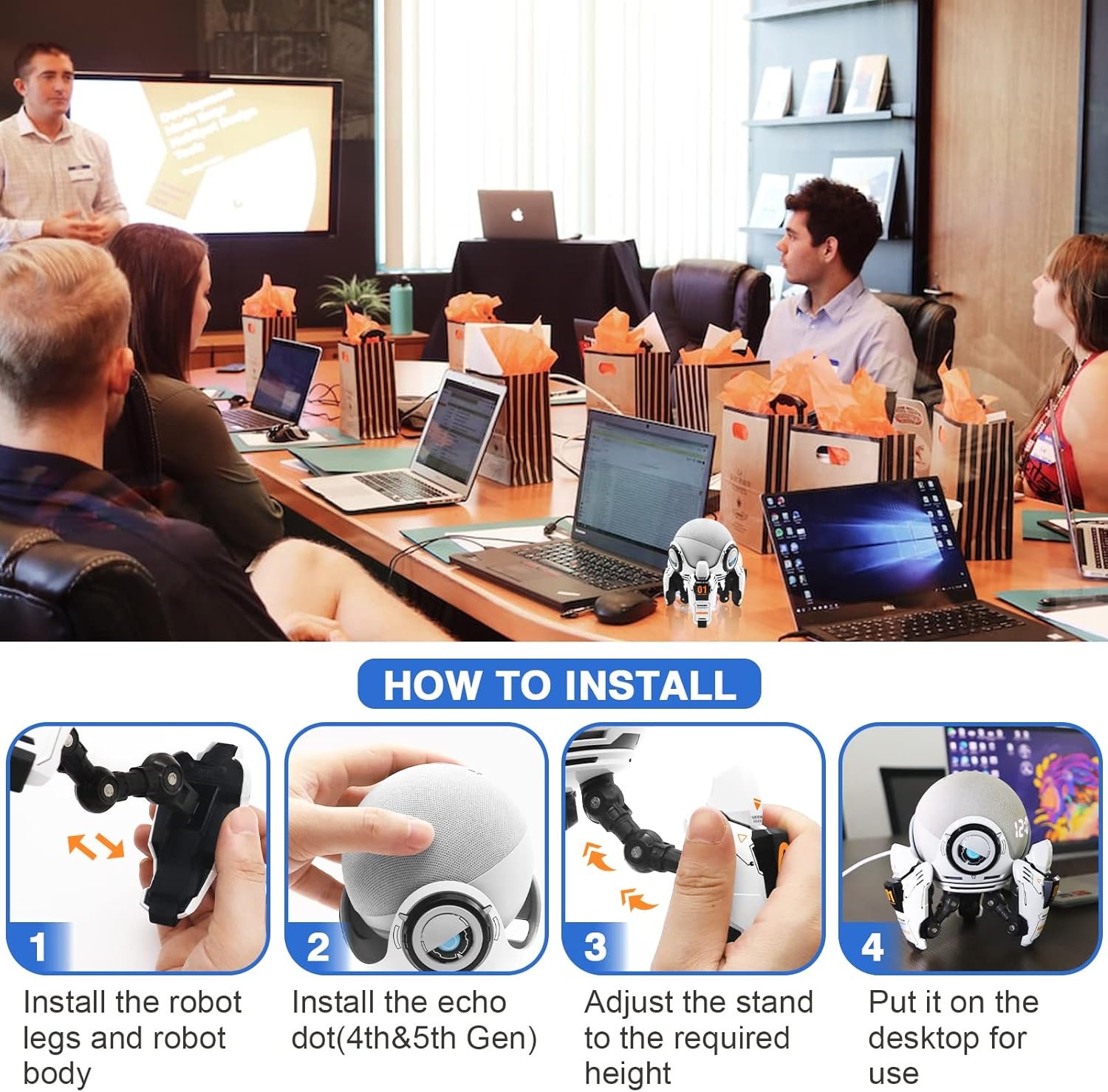 Echo Dot Stand, Homepod Mini Stands for Echo Dot 4th/5th Generation, Echo Dot Table Holder, Echo Dot Accessories, Space-Saving Alexa Dot 4th/5th Gen Desktop Speaker Stand Mount - Image 6