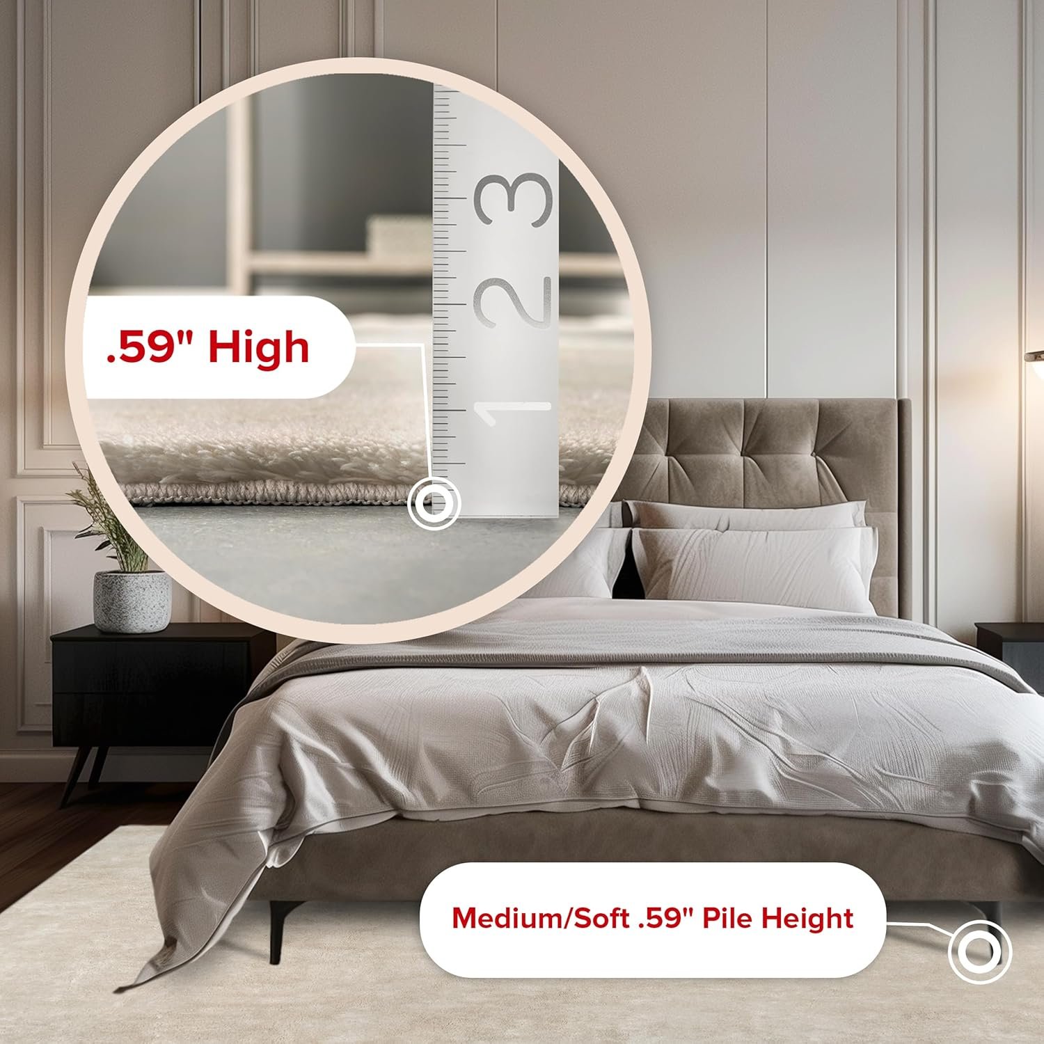 nuLOOM 4' x 6' Cozy Plush SuperiorWash Area Rug, Machine Washable, Non-Slip, Soft Fluffy Shag Carpet for Living Room Bedroom Kids Room Nursery Home Decor, Loni Cream - Image 3