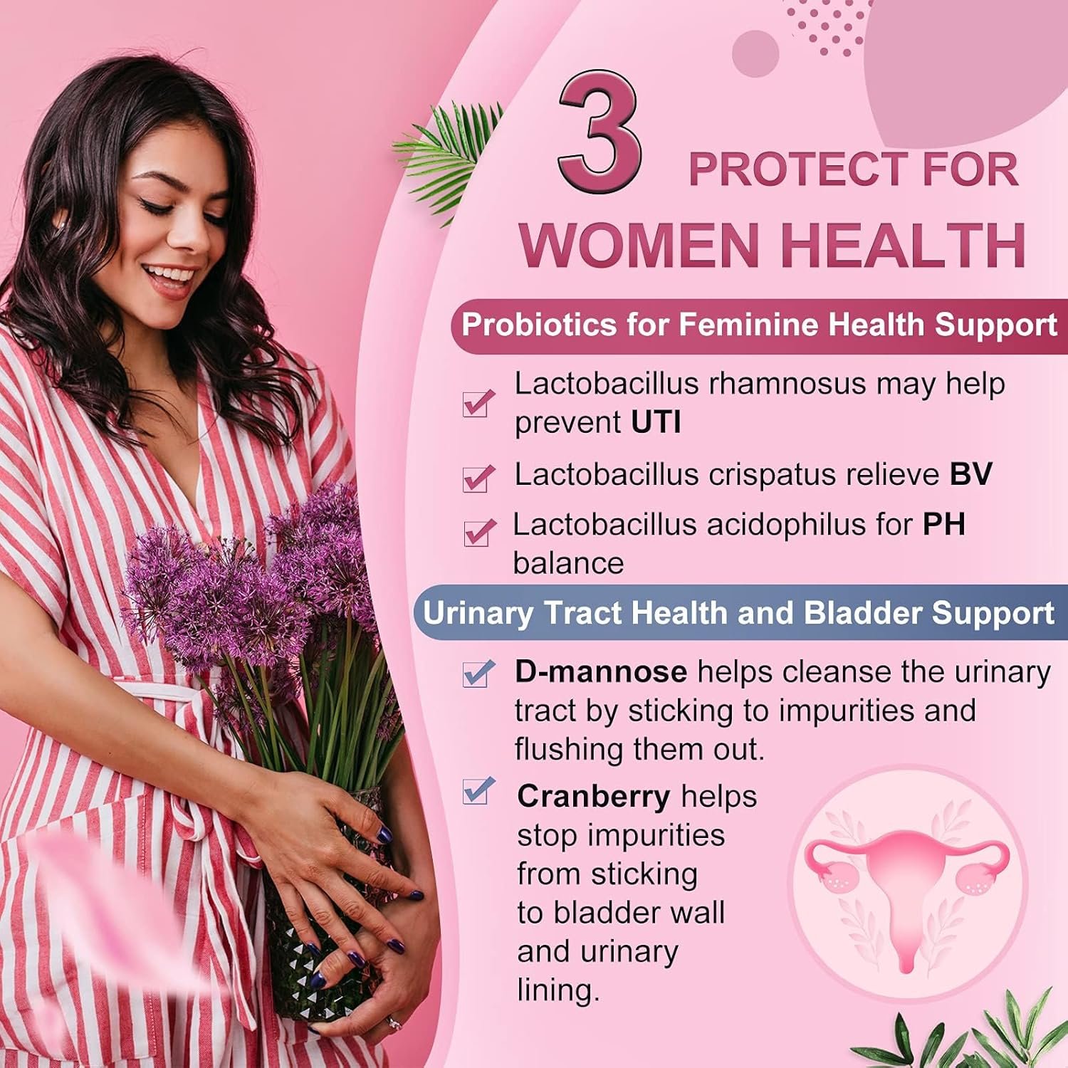 NATURE TARGET Probiotics-for-Women, Probiotics and Prebiotics, Cranberry and D-Mannose, 60-Billion-CFUs, Organic Probiotics for Digestive Health/Gut Health/Immune Booster, Women's Probiotics - Image 5