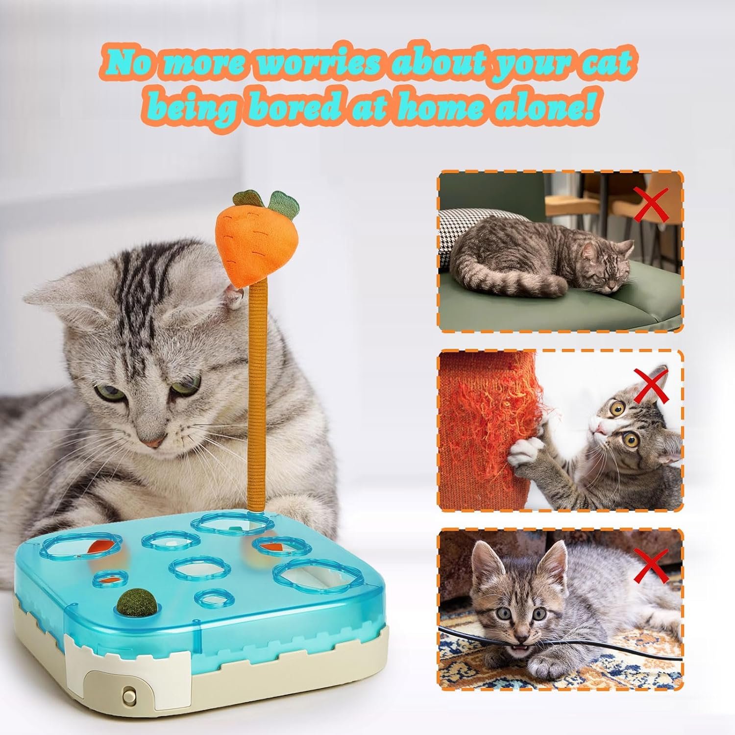 4-in-1 Electric Automatic Cat Toys - Interactive Cat Toy for Indoor Cats with Rolling Ball, Cat Feather Wand, and Catnip Ball for Kittens and Cats - Image 6