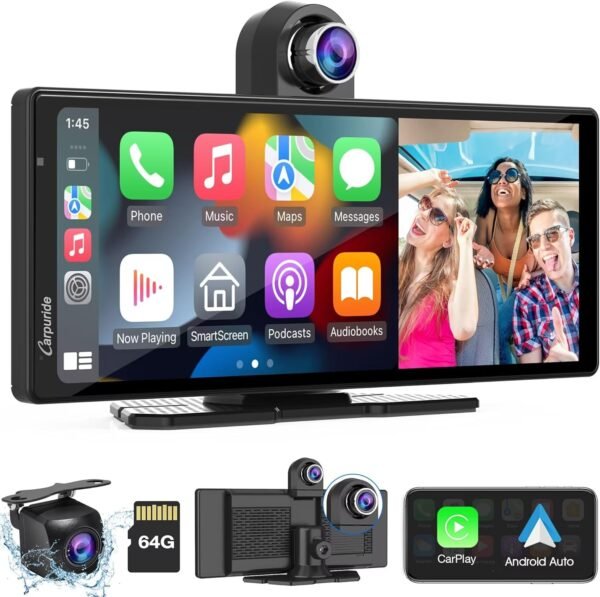 [2024] Carpuride W903 Wireless Carplay & Android Auto with Dash Cam - 9.3" HD IPS Touch Car Play Screen for Car, 4K Front & 1080P Rear Camera, Loop Recording, Bluetooth Audio, Mirror Link, GPS, Siri - Image 2