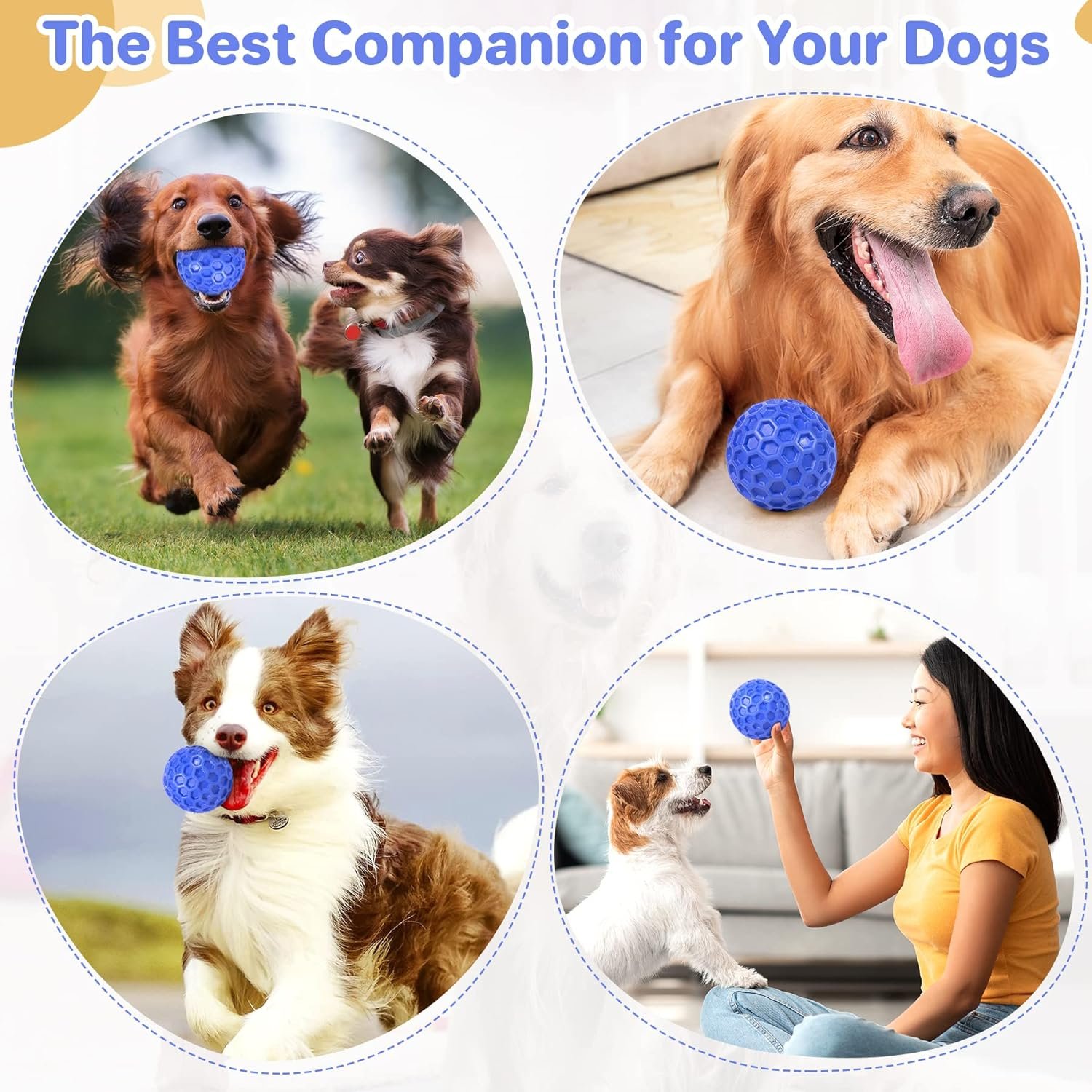 Tough Squeaky Dog Balls Puppy Toys, Interactive Dog Toys for Small Dogs, Puppy Chew Toys for Teething and Relax, Dog Chew Toy Small Balls Dog Toys for Small Breed, Outdoor Dog Toys for Dogs - Image 6