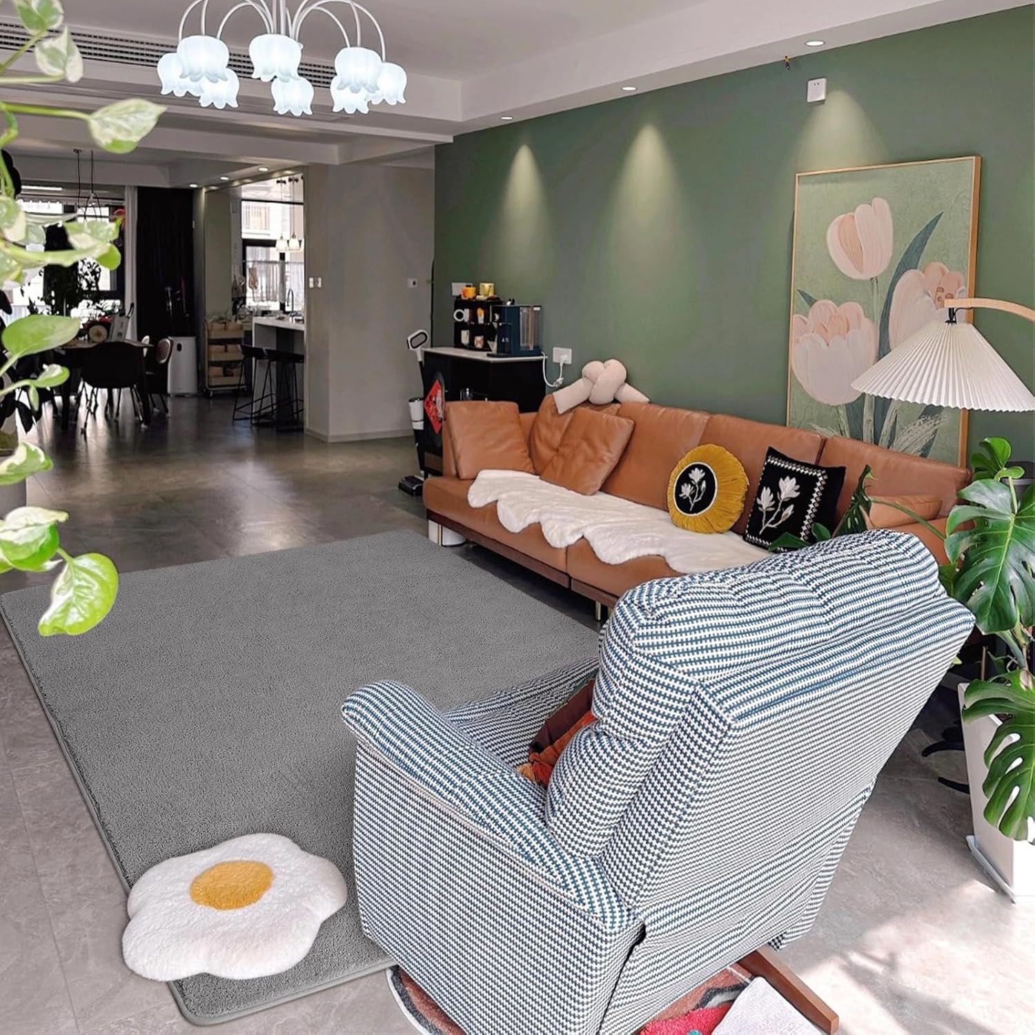 DweIke Large Area Rugs for Bedroom Living Room, 6x9 ft Thickened Memory-Foam Indoor Carpets, Minimalist Style Carpet Suitable for Boys Girls and Adults with Super Soft Touch, Washable Rug, Grey - Image 8