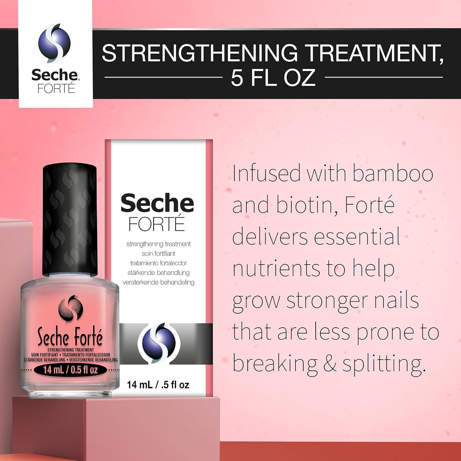 Seche Forte Strengthening Treatment Base Coat with Biotin & Bamboo, 0.5 fl oz - Image 4