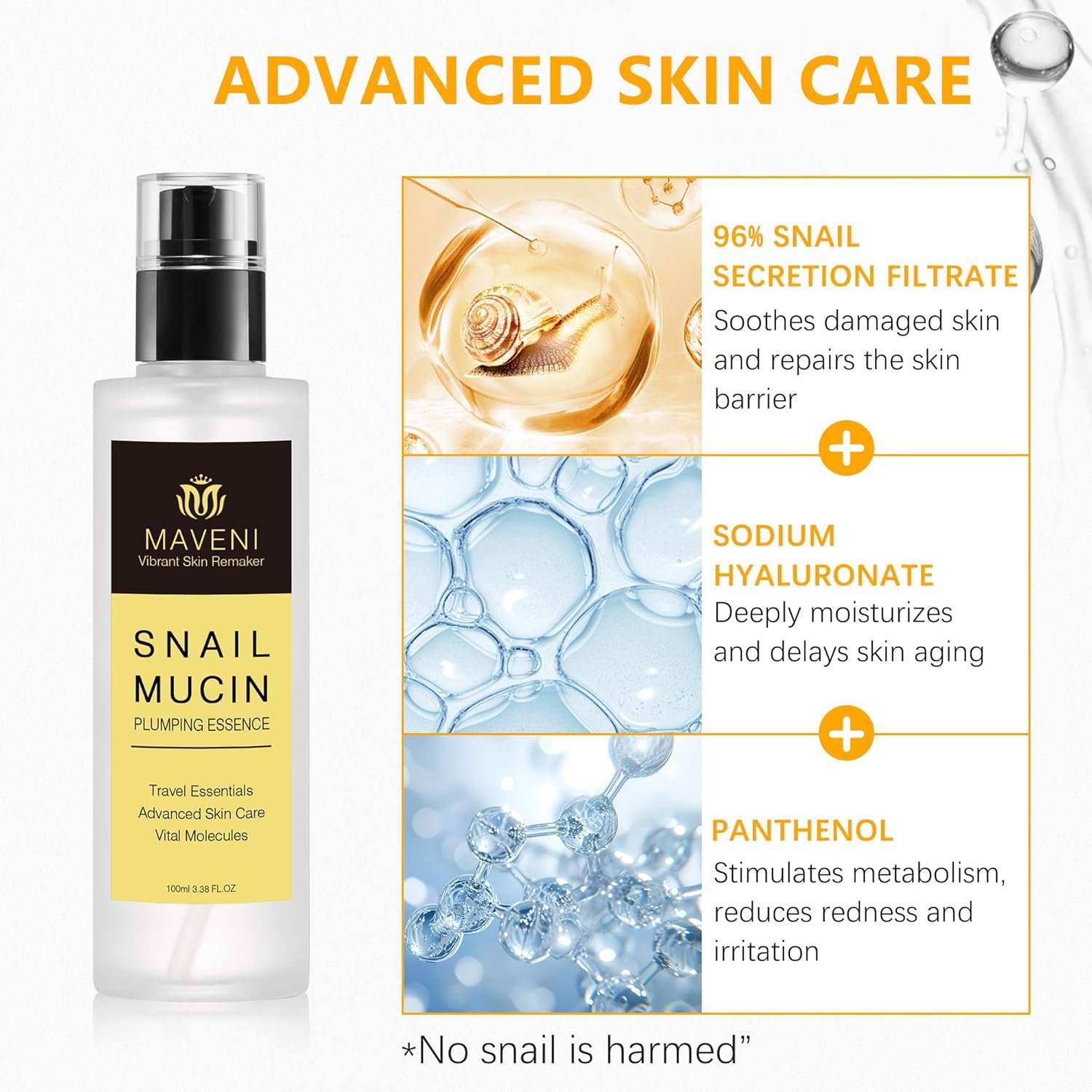 High Concentration Snail Mucin Plumping Serum 100ml 3.38 fl.oz,Hydrating Serum with Snail, Reduce Wrinkles and Fine Lines,Smooth Facial Skin - Image 9
