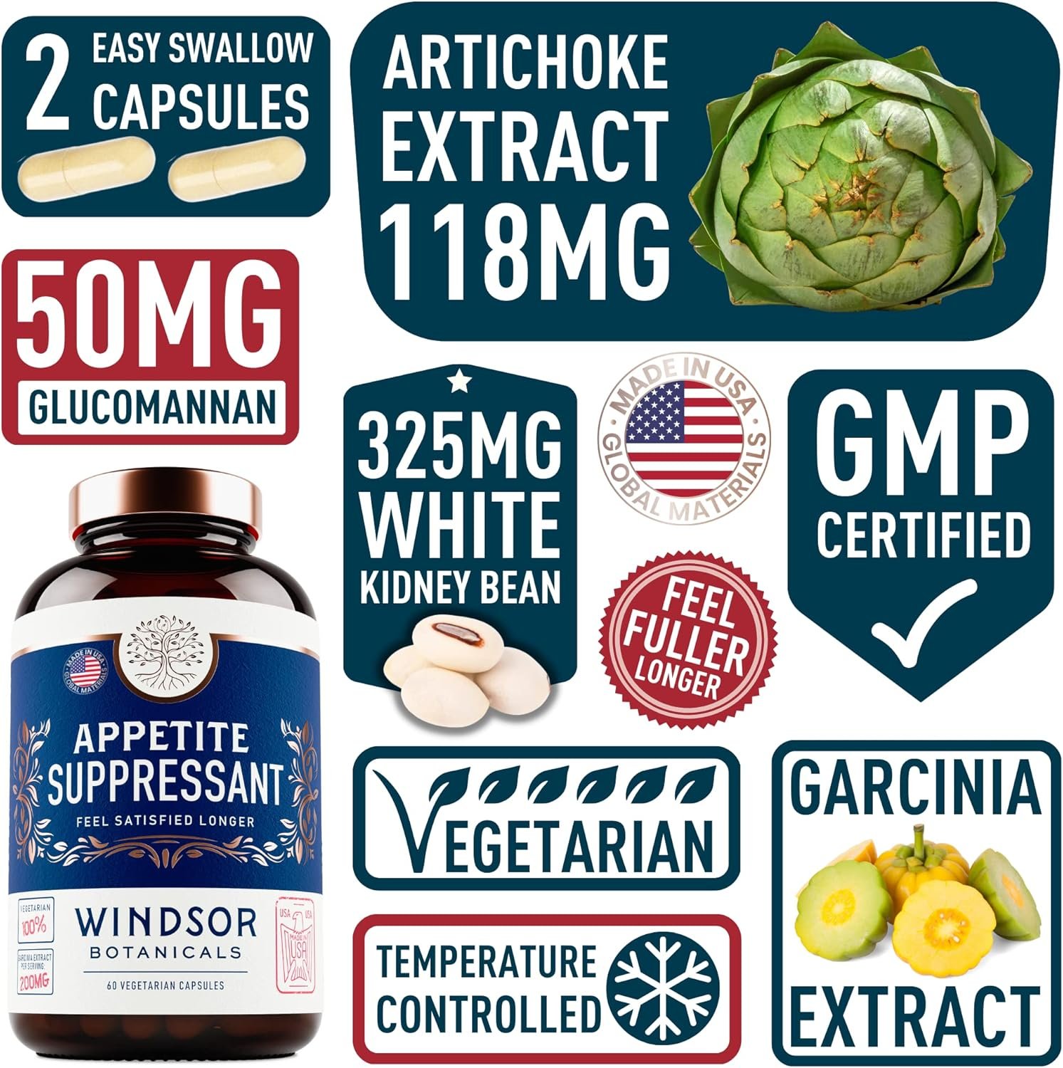 Appetite Suppressant for Weight Loss - Garcinia Cambogia, Glucomannan Appetite Control Supplements and Metabolism Booster for WeightLoss - Lose Weight Fast for Women and Men - 60 Veggie Diet Pills - Image 4