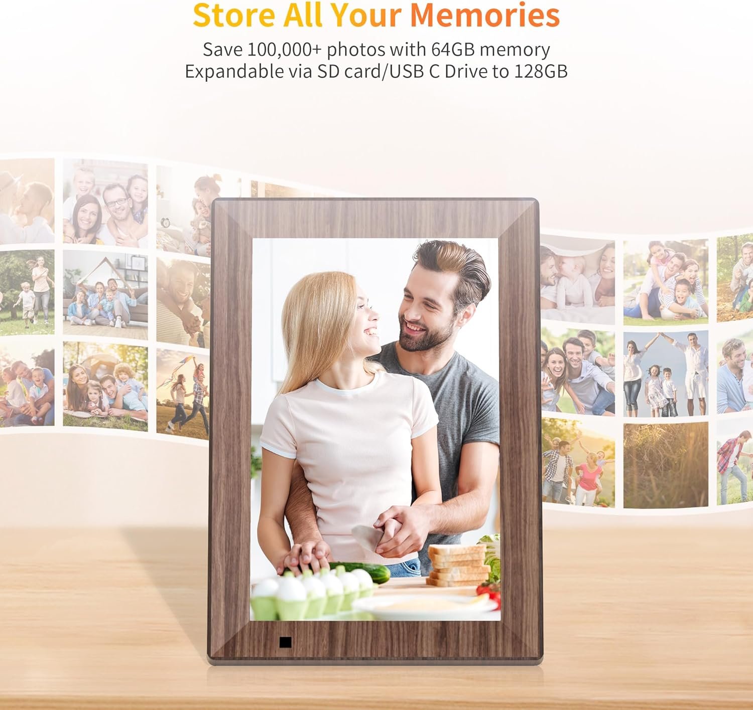 10.1 Inch Smart Digital Picture Frame,1280x800 HD IPS Touch Screen,64GB Large Storage,2GB RAM, WiFi Digital Photo Frame Load from Phone, Motion Sensor, Auto-Rotate, Digital Frame - Image 3