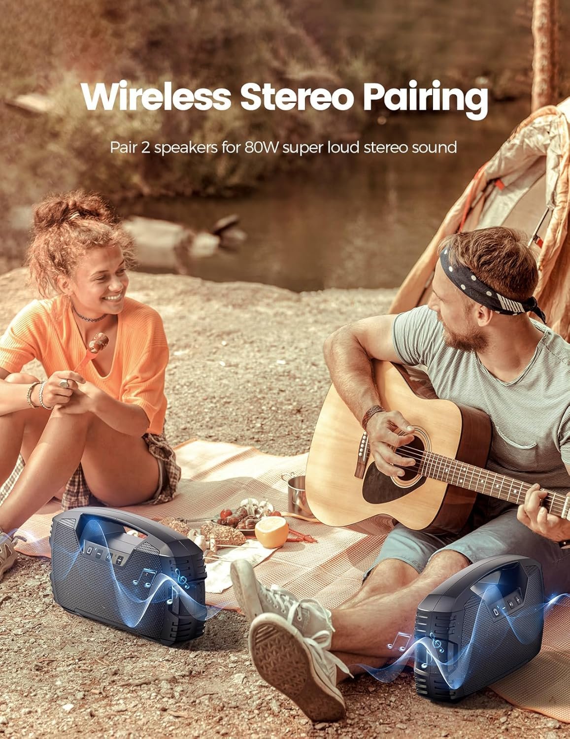 Portable Wireless Bluetooth Speaker, 40W (60W) Peak Loud Sound IPX7 Waterproof Speakers, 32H Playtime, Outdoor Speaker for Home/Party/Beach, Electronic Gadgets, Birthday Gift - Image 7