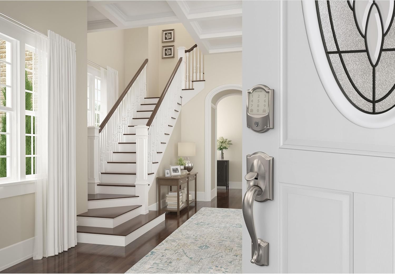 Schlage Encode Smart Wi-Fi Deadbolt with Camelot Trim in Satin Nickel - Image 7