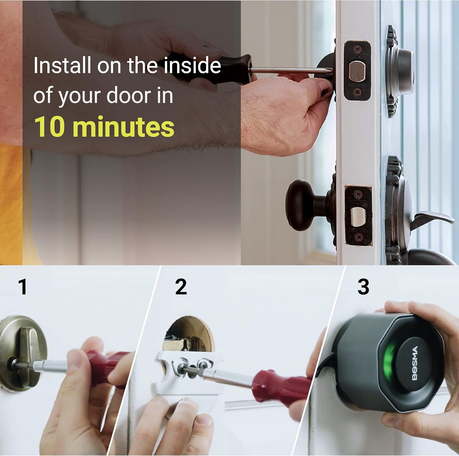 Bosma Aegis Smart Door Lock w/WiFi Gateway, Auto-Unlock & Auto-Lock, Remote Control, APP-Less Guest Access, Break-in Detection, Works with Alexa & Google, Fits Your Existing Single-Cylinder Deadbolt - Image 10