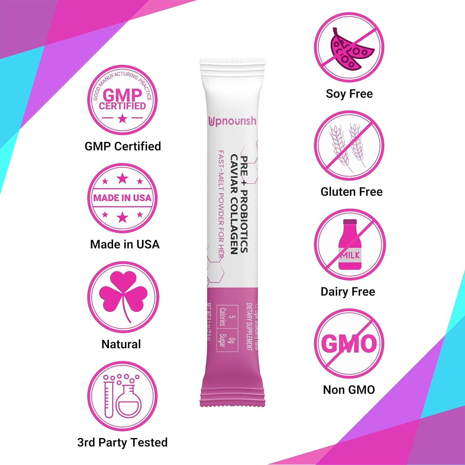 UpNourish Prebiotics, Probiotics and Caviar Colalgen for Women's Digestive & Weight Wellness, Skin Radiance, Joint Mobility, Feminine Health with Cranberry Extract & D-Mannose, 30 Fast-melt Packets - Image 9