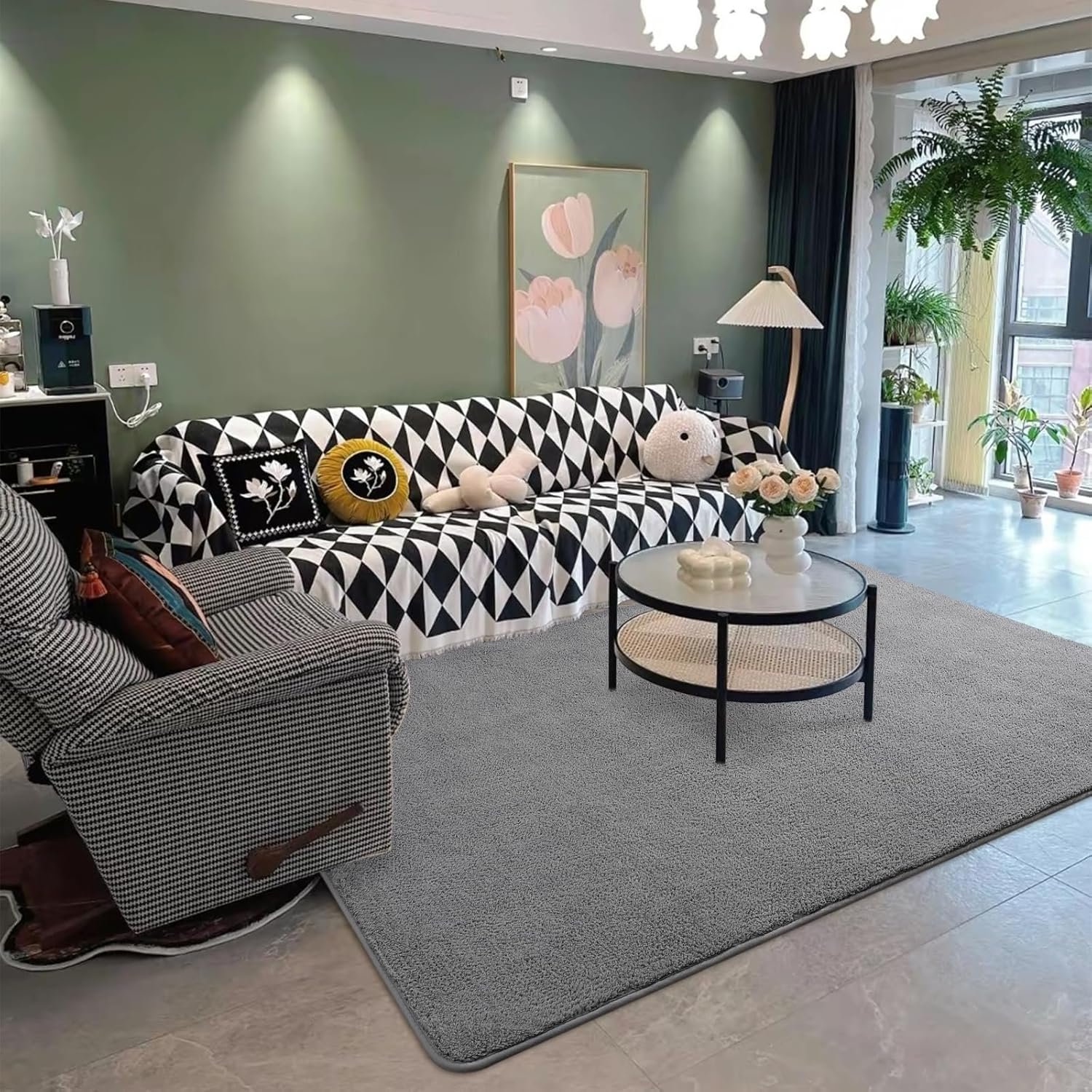 DweIke Large Area Rugs for Bedroom Living Room, 6x9 ft Thickened Memory-Foam Indoor Carpets, Minimalist Style Carpet Suitable for Boys Girls and Adults with Super Soft Touch, Washable Rug, Grey - Image 7