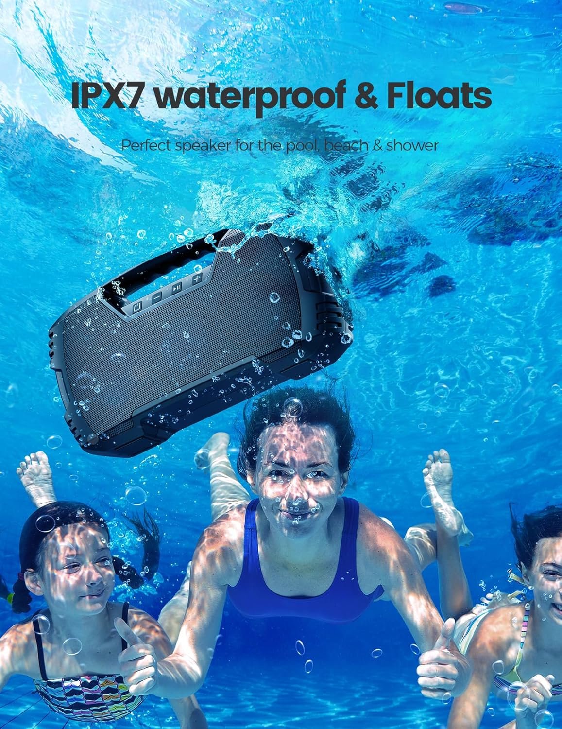 Portable Wireless Bluetooth Speaker, 40W (60W) Peak Loud Sound IPX7 Waterproof Speakers, 32H Playtime, Outdoor Speaker for Home/Party/Beach, Electronic Gadgets, Birthday Gift - Image 4