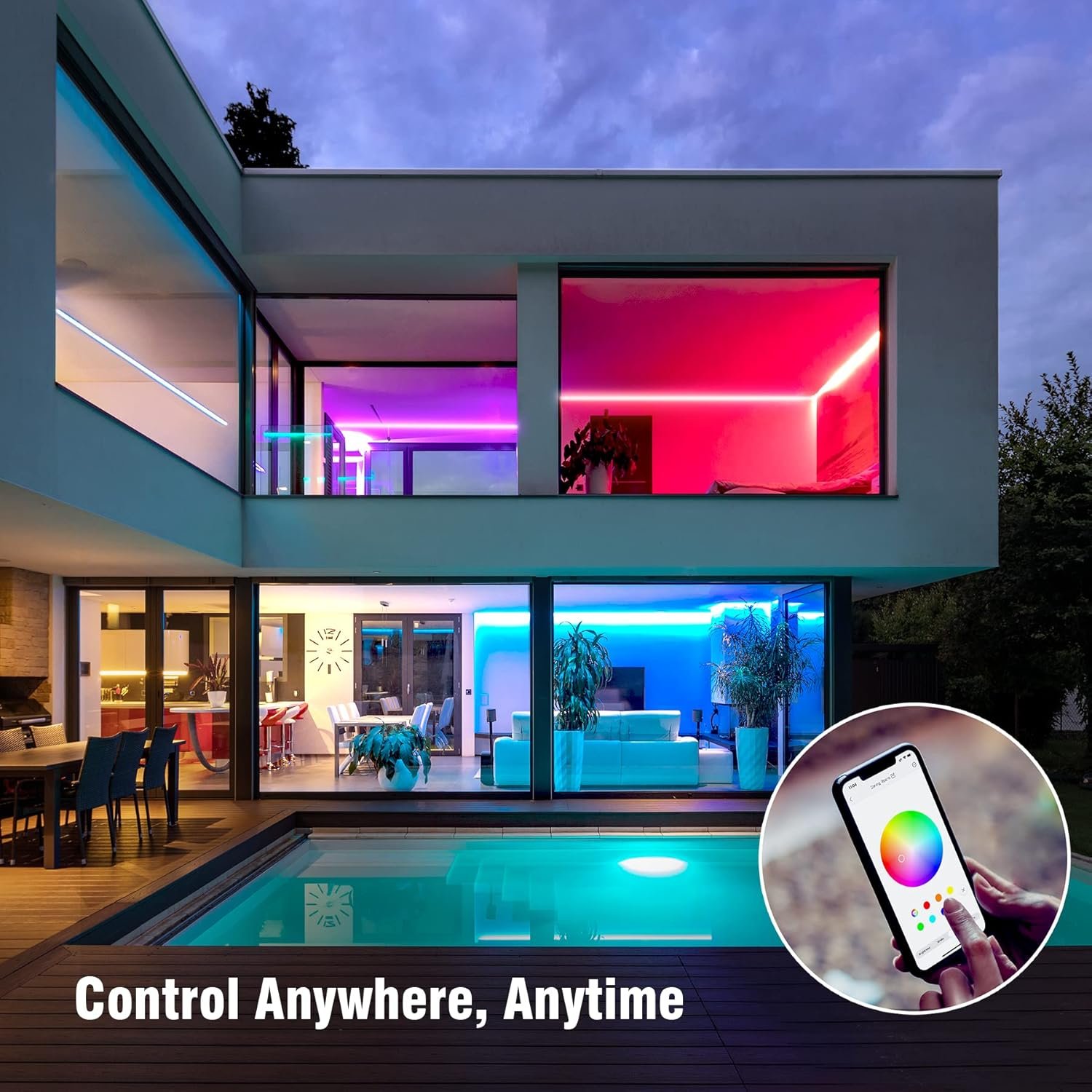 Sengled Smart Wi-Fi LED Multicolor Light Strip, 10M (32.8ft), No Hub Required, Works with Alexa & Google Assistant, RGBW, High Brightness, 2700 Lumens, Adjustable Length, 25,000 Hours Life for Home - Image 8