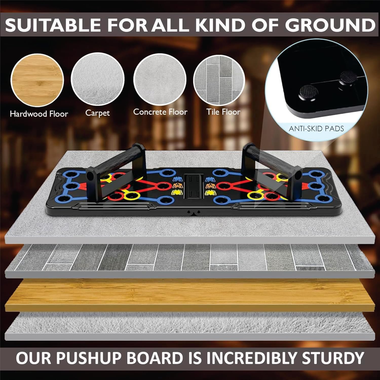 Push Up Board for Men & Women with Jumping Rope - Foldable Pushup Board, Multi-Function Push Up Board for Floor - Fitness Strength & Exercise Training Equipment for Home Workout - Image 7