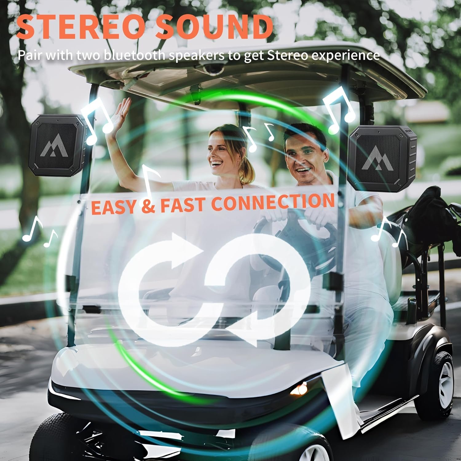 Magnetic Golf Speaker with Storage Case, IPX7 Portable Golf Cart Speaker 24H Playtime, 18W Loud Stereo Sound Magnetic Bluetooth Speaker for Golf Cart Accessories, Golf Gifts for Men - Image 6