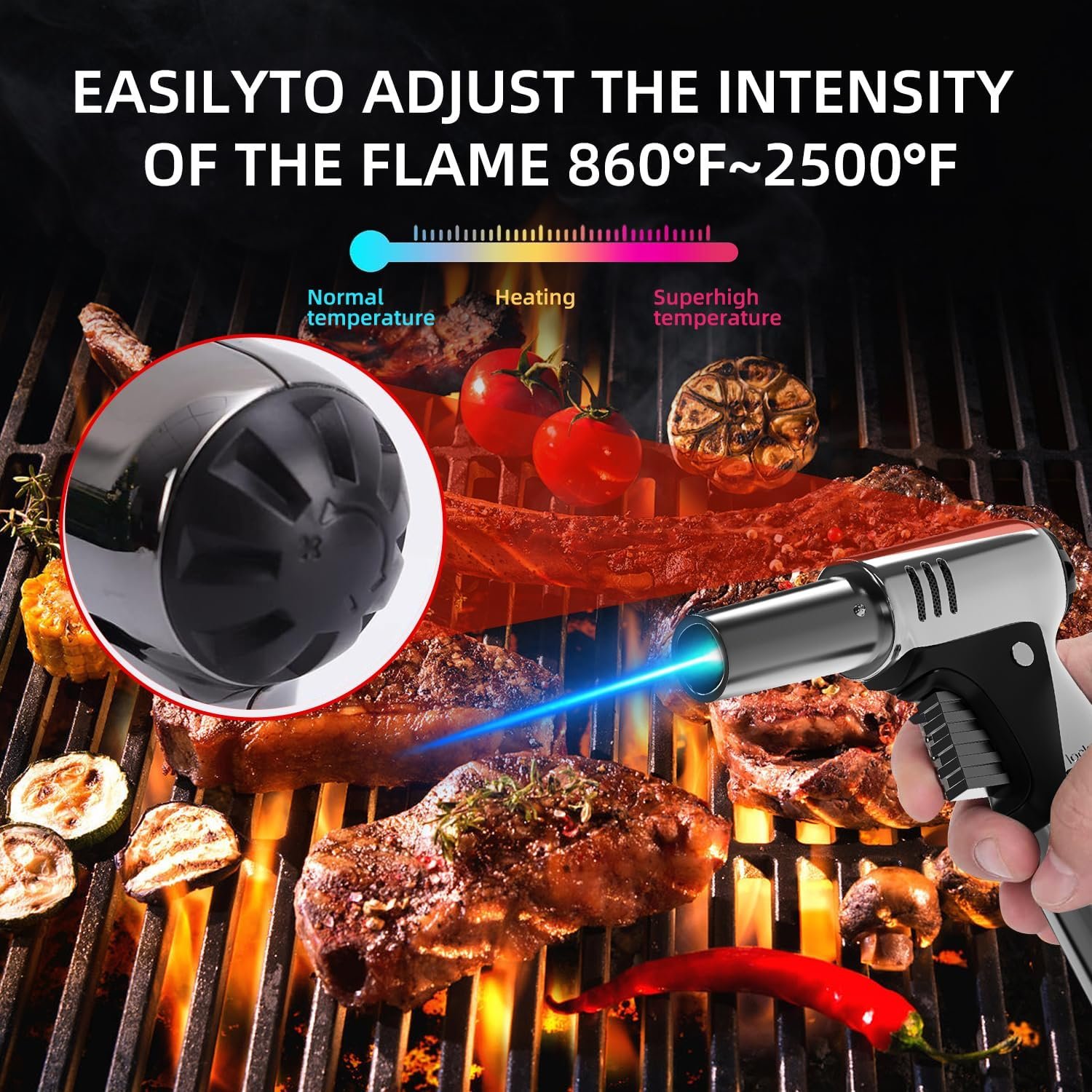 Butane Torch, Butane Refillable Kitchen Cooking Torch, Torch Lighter with Safety Lock And Adjustable Flame For BBQ, Baking, Brulee Creme, Crafts and Soldering(Butane Gas Not Included)… - Image 7