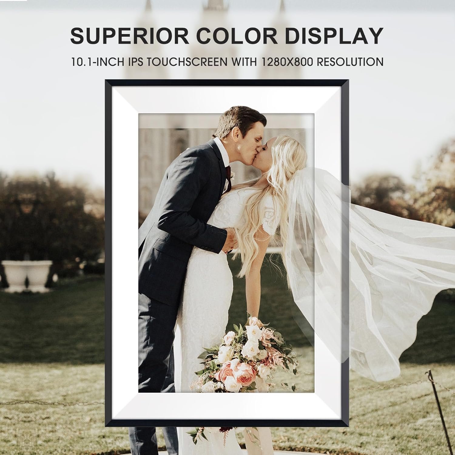 10.1" WiFi Digital Picture Frame, Digital Photo Frame with 1280x800 HD IPS Touch Screen, 32GB Memory,Auto-Rotate, Wall Mounted, Easy Setup,Send Photos/Videos from Phone via Uhale App, White - Image 4