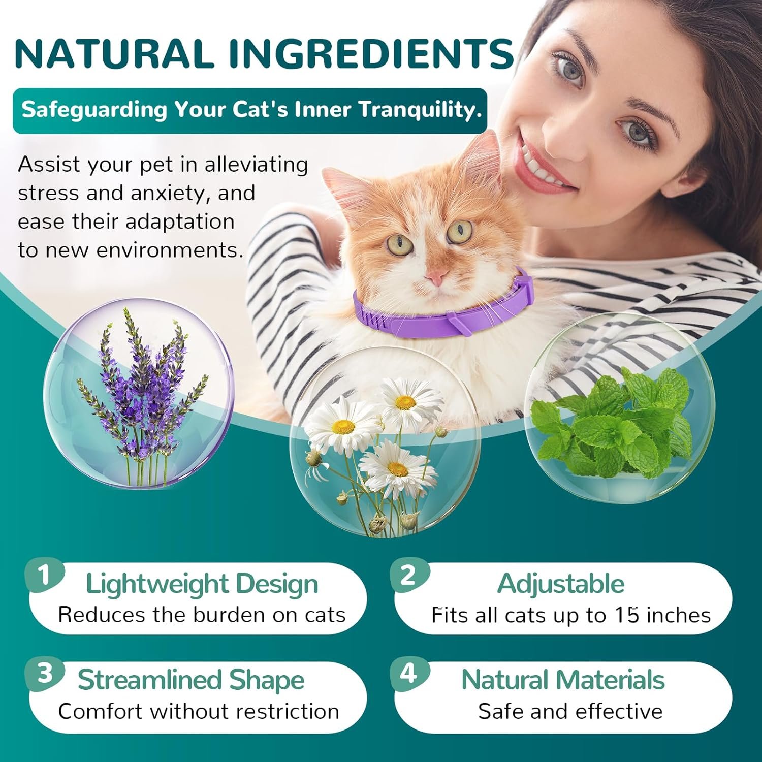 Calming Collar for Cats, Pheromone Collar for Cat Anxiety Relief, 60 Days Adjustable Waterproof TPE, Cat Calming Collars Helps Calm During Loud Noises and Separation (Grey, 1 Pack) - Image 3