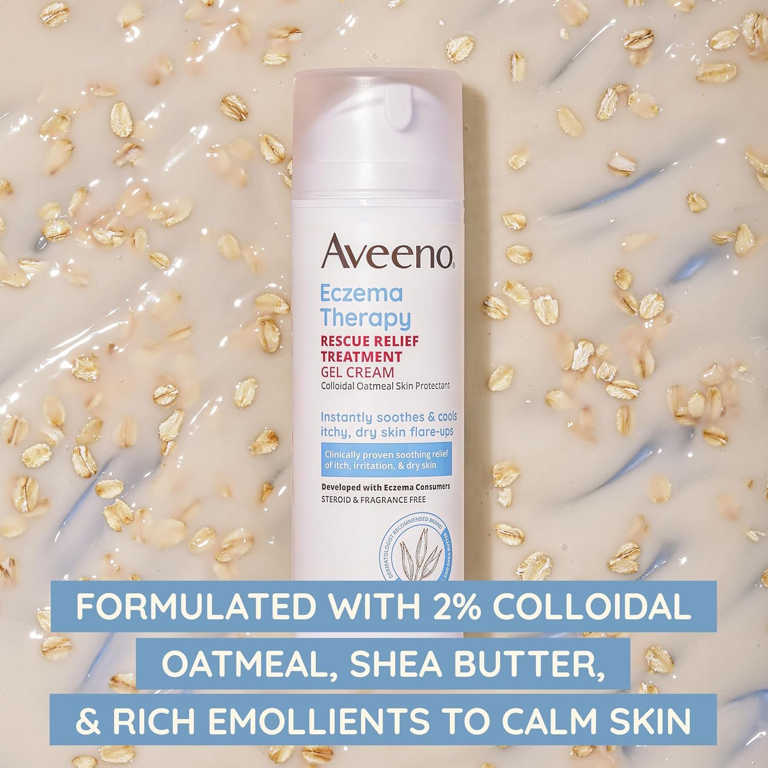 Aveeno Eczema Therapy Rescue Relief Treatment Gel Cream with Colloidal Oatmeal Skin Protectant, Instantly Soothes & Cools Itchy Dry Skin Flare-Ups, Steroid & Fragrance Free, 5.0 fl. oz - Image 4