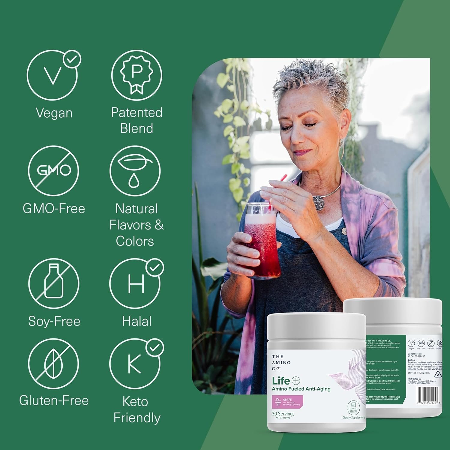 Life Essential Amino Acids Powder - EAA Supplement for Muscle Growth, Blood Pressure Support, Heart Health - Leucine and Citrulline for 40+ - Vegan, Non-GMO, Grape, 30 Servings - Image 6