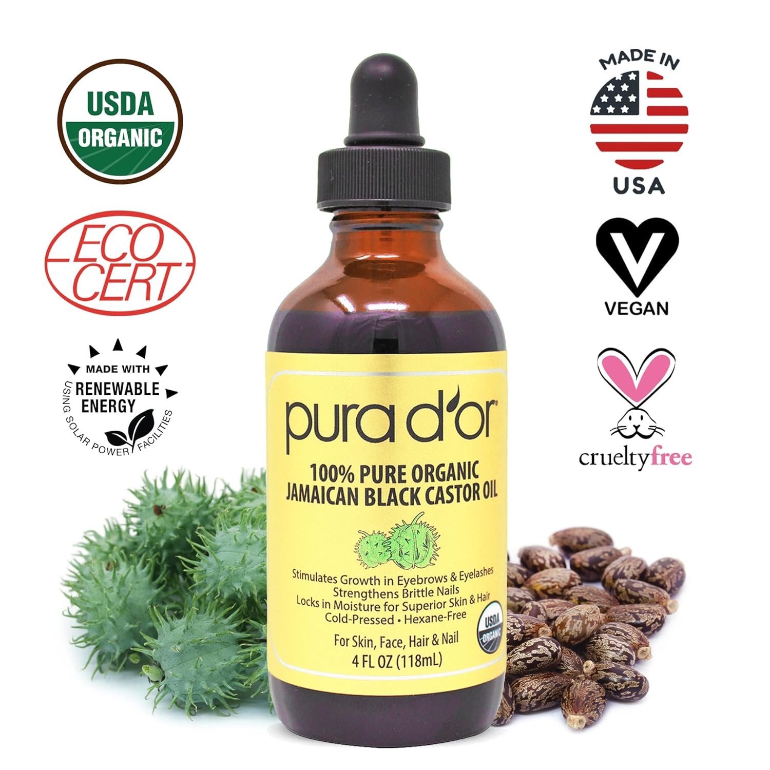 PURA D'OR Organic Jamaican Black Castor Oil, Natural Smoky Scent - Image 8