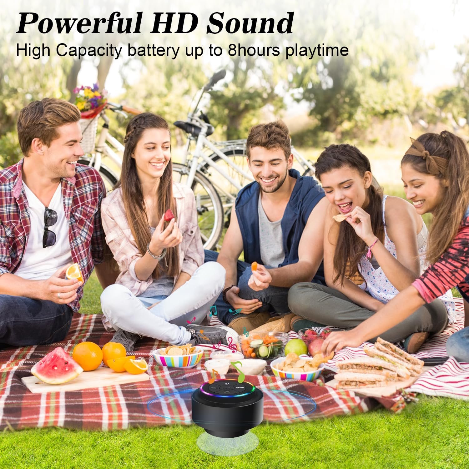 Bluetooth Shower Speaker, Portable Bluetooth Wireless Waterproof Speaker for Pool, Floating IP67 LED Light Bathroom Speaker with Suction Cup for Camping Beach Travel, Electronic Gifts - Image 8