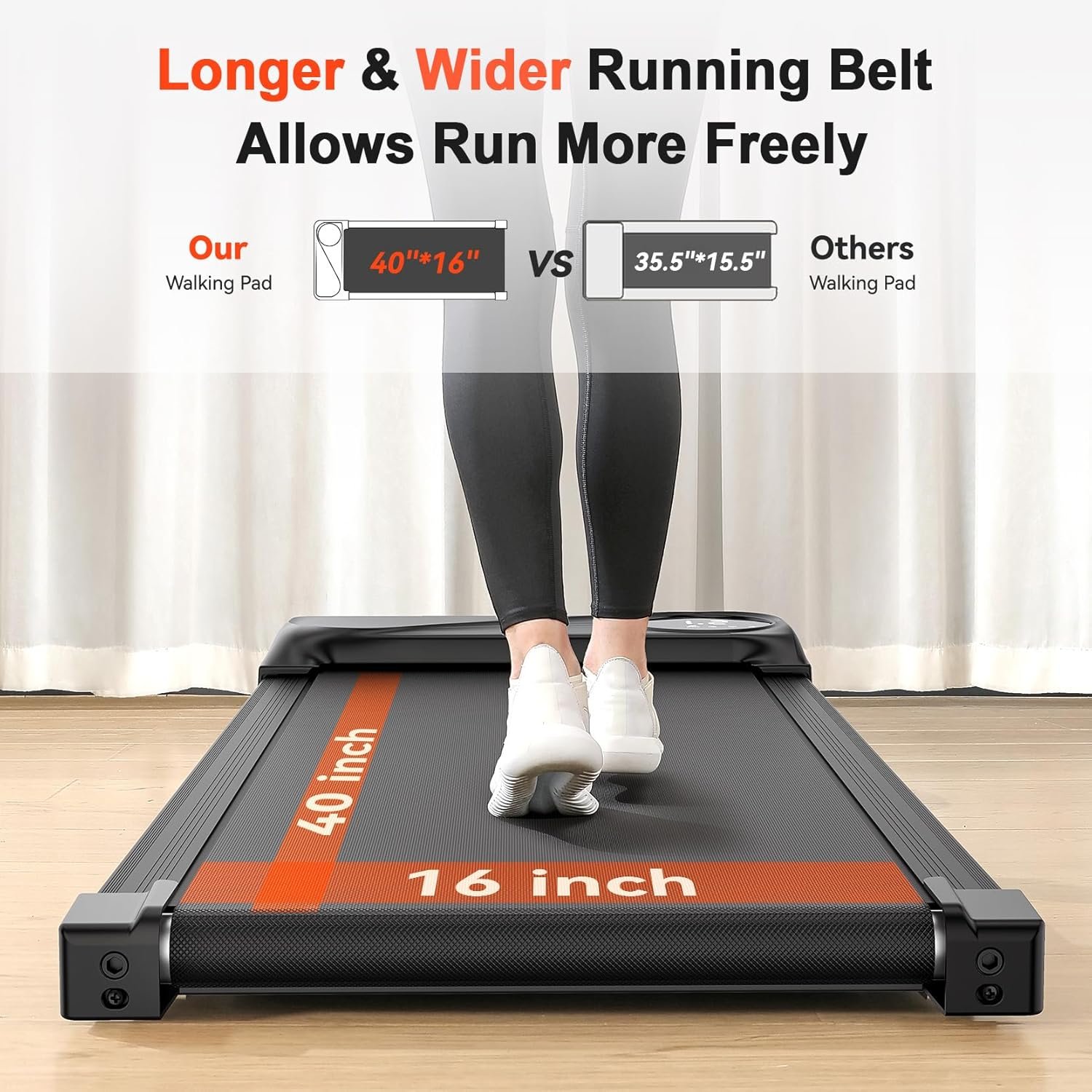 THERUN Walking Pad with Incline, Portable Mini Manual Incline Treadmills for Home/Office, Walking Pad Treadmill 2.5HP, Walking Jogging Machine with 265 lbs Weight Capacity Remote Control LED Display - Image 9