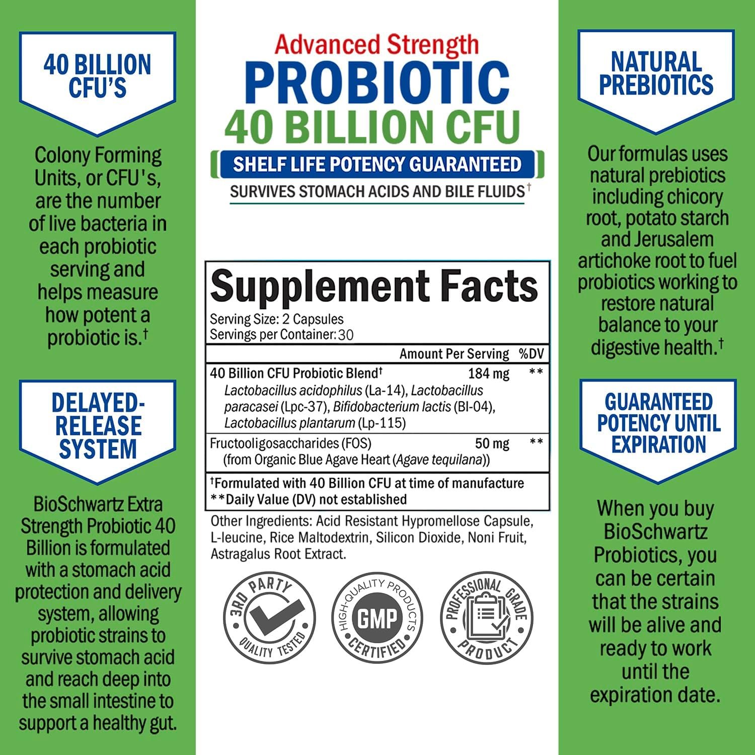 40 Billion CFU Daily Probiotic Supplement (1 Month Supply) Plus Turmeric Curcumin with Black Pepper Extract 1500mg Complex (1 Month Supply) - Image 4