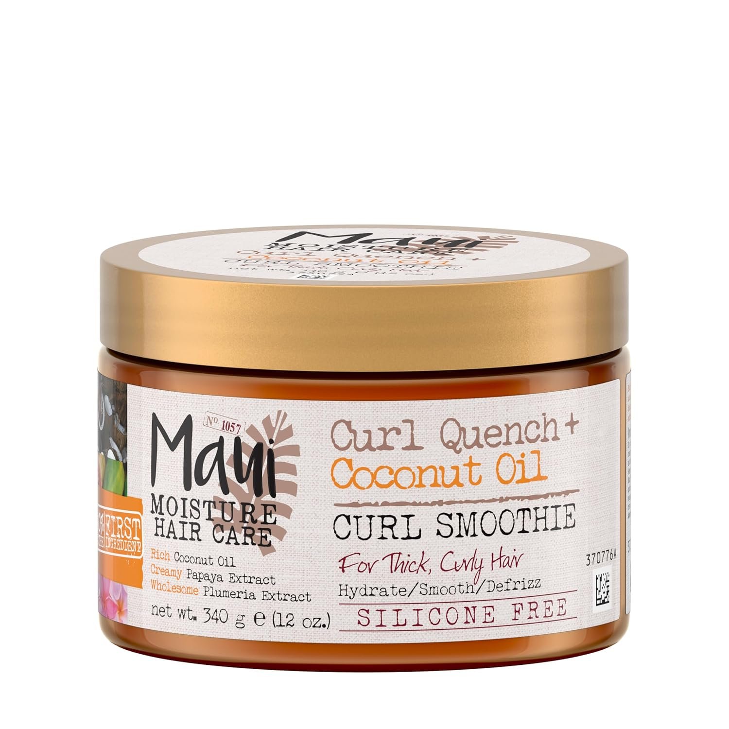 Maui Moisture Curl Quench + Coconut Oil Hydrating Curl Smoothie, Creamy Silicone-Free Styling Cream for Tight Curls, Braids, Twist-Outs & Wash & Go Styles, Vegan & Paraben-Free, 12 Ounce - Image 2