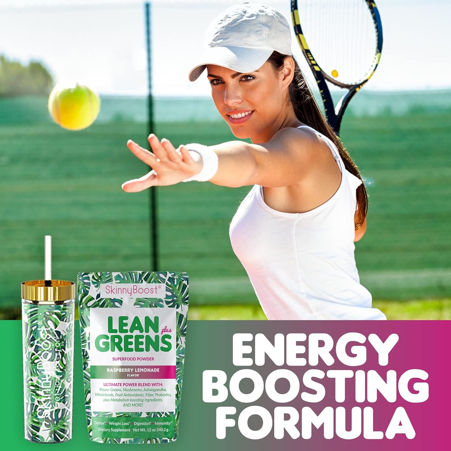 SkinnyBoost - Lean Greens & Super Food Powder - Ultimate Power Blend with Green Tea, Mushroom Blend, Ashwagandha, Spirulina Algae & Wholefoods - Natural Detox & Clean Energy - 30 Servings -12 Oz - Image 5