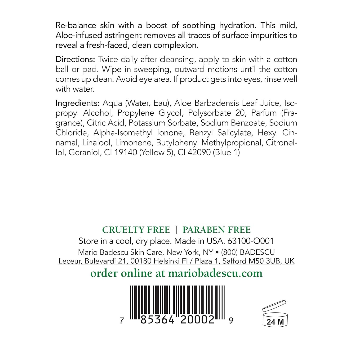 Mario Badescu Aloe Lotion Mild Toner for Face - Soothing & Refreshing Aloe-infused Pore Cleanser Skin Care - Face Toner to Calm, Soothe & Refresh Skin - Image 3