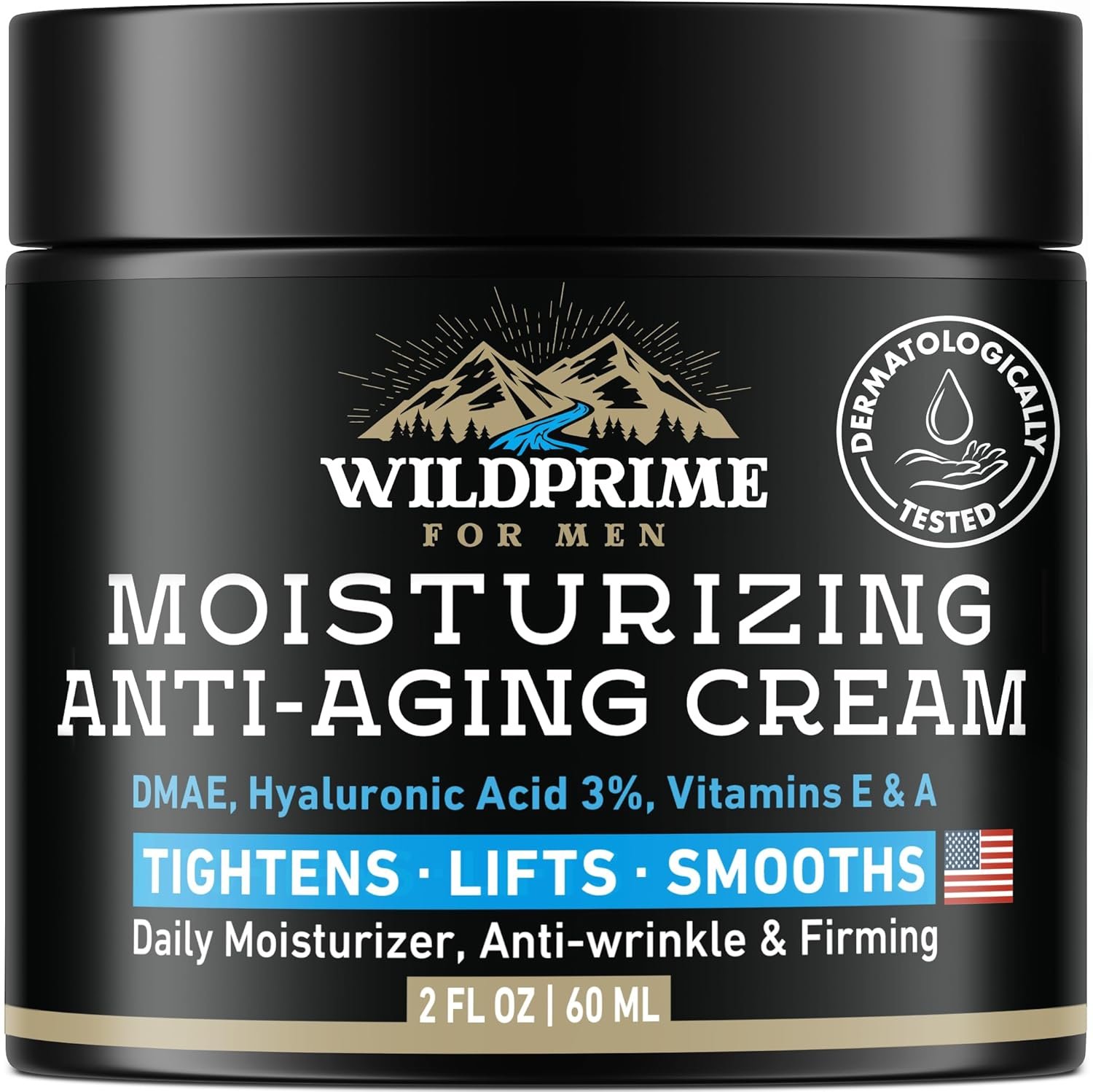 Men's Face Moisturizer Cream - Anti Aging & Wrinkle - Made in USA - Collagen, Hyaluronic Acid, Vitamins E & A, Avocado Oil - After Shave Lotion - Age Facial Skin Care, Day & Night Moisturizing, 2 oz - Image 2