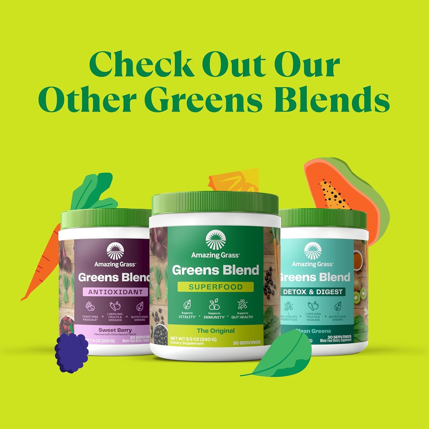 Amazing Grass Greens Superfood Powder: Greens Powder with Digestive Enzymes & Probiotics, Organic Spirulina, Chlorella, and Beet Root Powder, Original, 60 Servings - Image 9