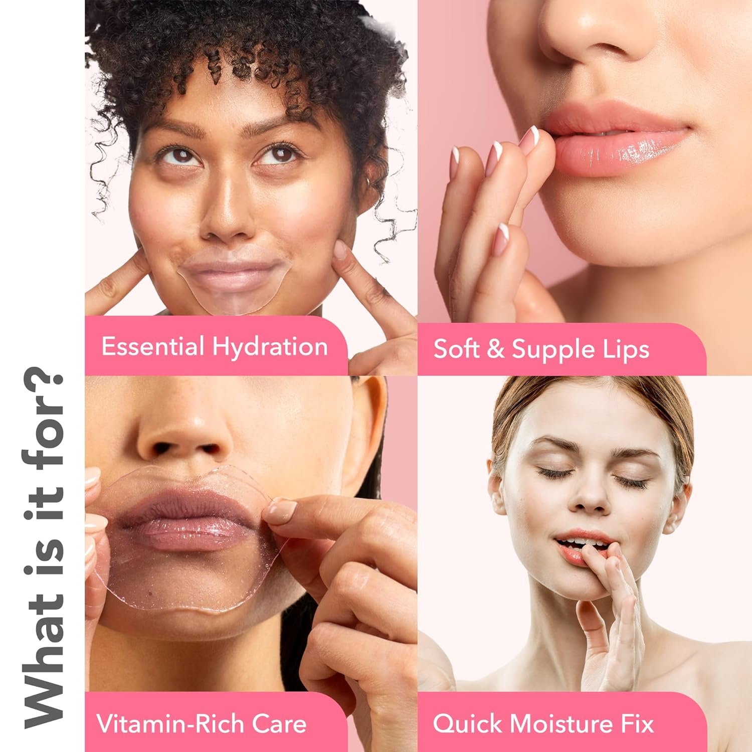 Patchology Rosé Gel Lip Mask - Overnight Lip Sleeping Mask with Resveratrol & Hyaluronic Acid for Moisturizing & Hydrating Dry Lips - Strawberry Scented Lip Care Solution (5 Count) - Image 3