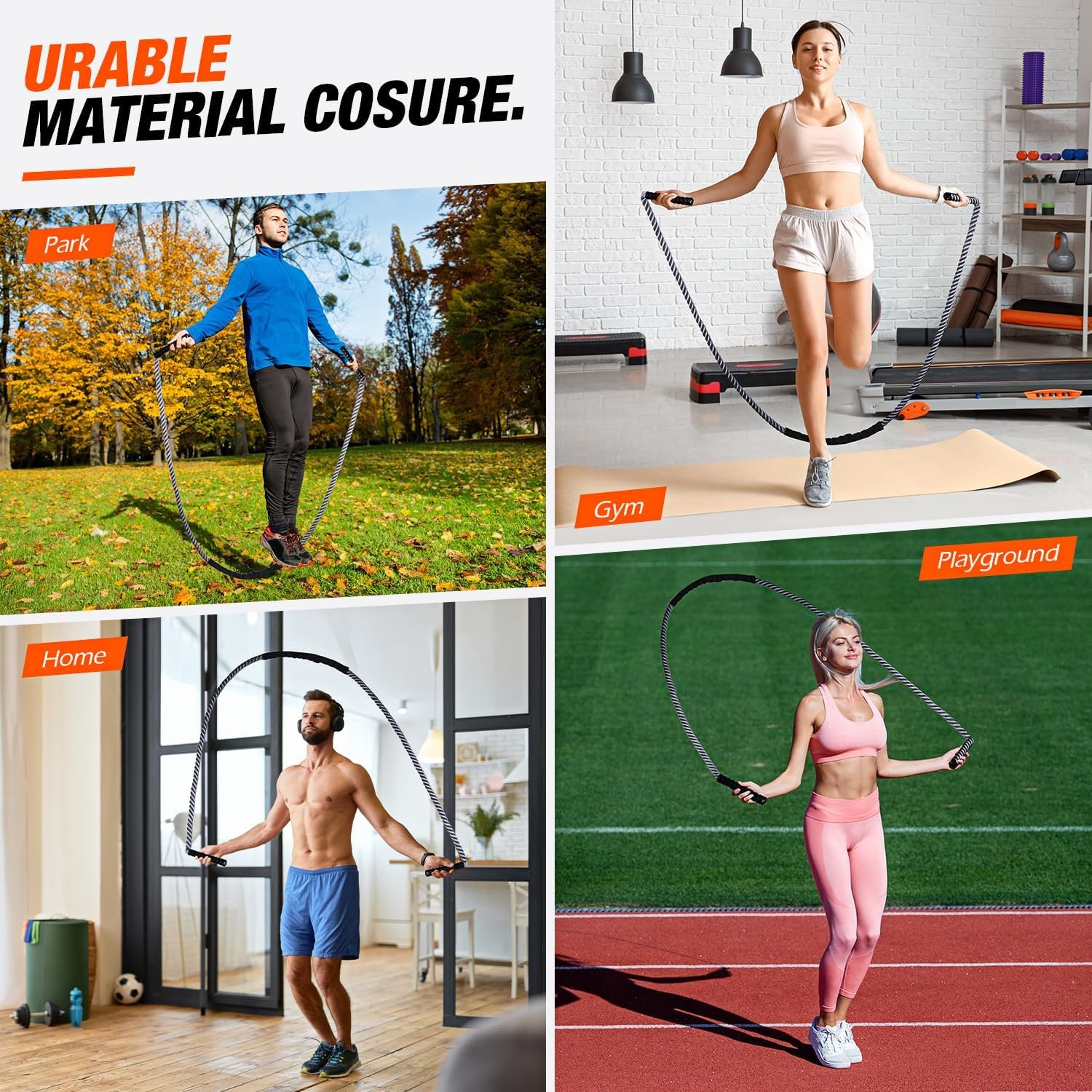 Jump Rope, Weighted Jump Rope for Fitness, Heavy Skipping Ropes for Men Women Kids, Home Gym Workout Equipment Set, Suitable for Boxing, Cardio, Training Muscles, Full Body Exercise Weight Loss at Home - Image 8