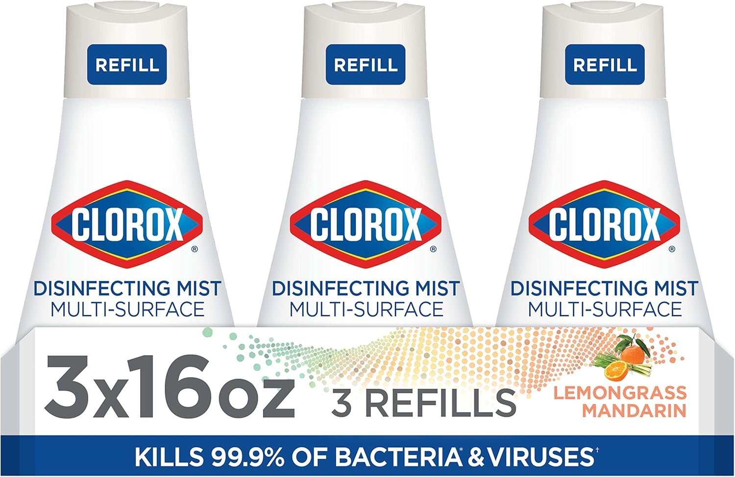 Clorox Disinfecting Mist, Lemongrass Mandarin, Household Essentials, 3 Refills, 16 Fl Oz Each - Image 26