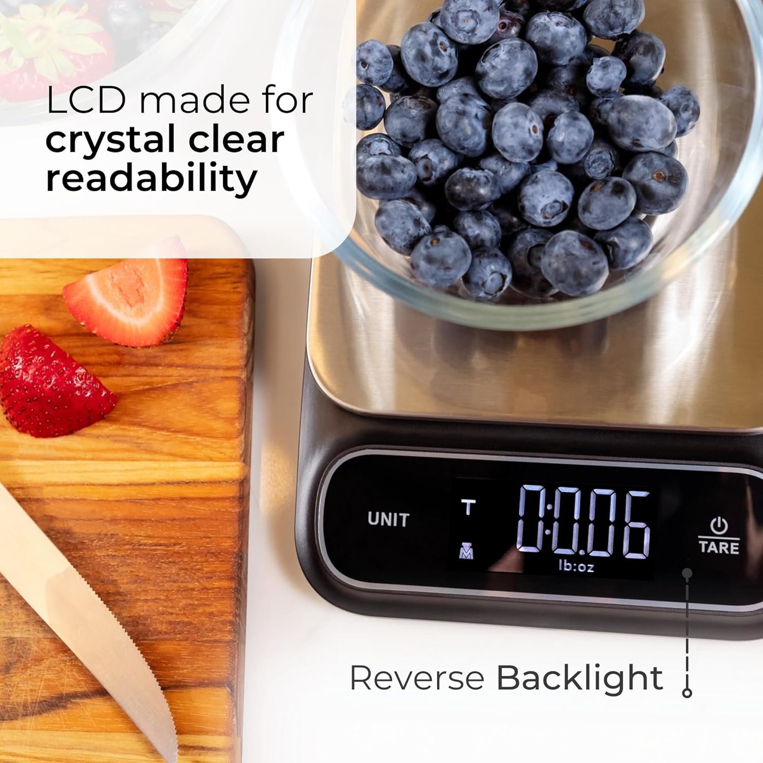 Fradel 0.1g Digital Kitchen Food Scale - Precision Food Scale for Cooking, Baking, Weight Loss - in Grams & Ounces - A Kitchen Must Have - Stainless Steel Plate, Waterproof, 11lb Capacity - Square - Image 6