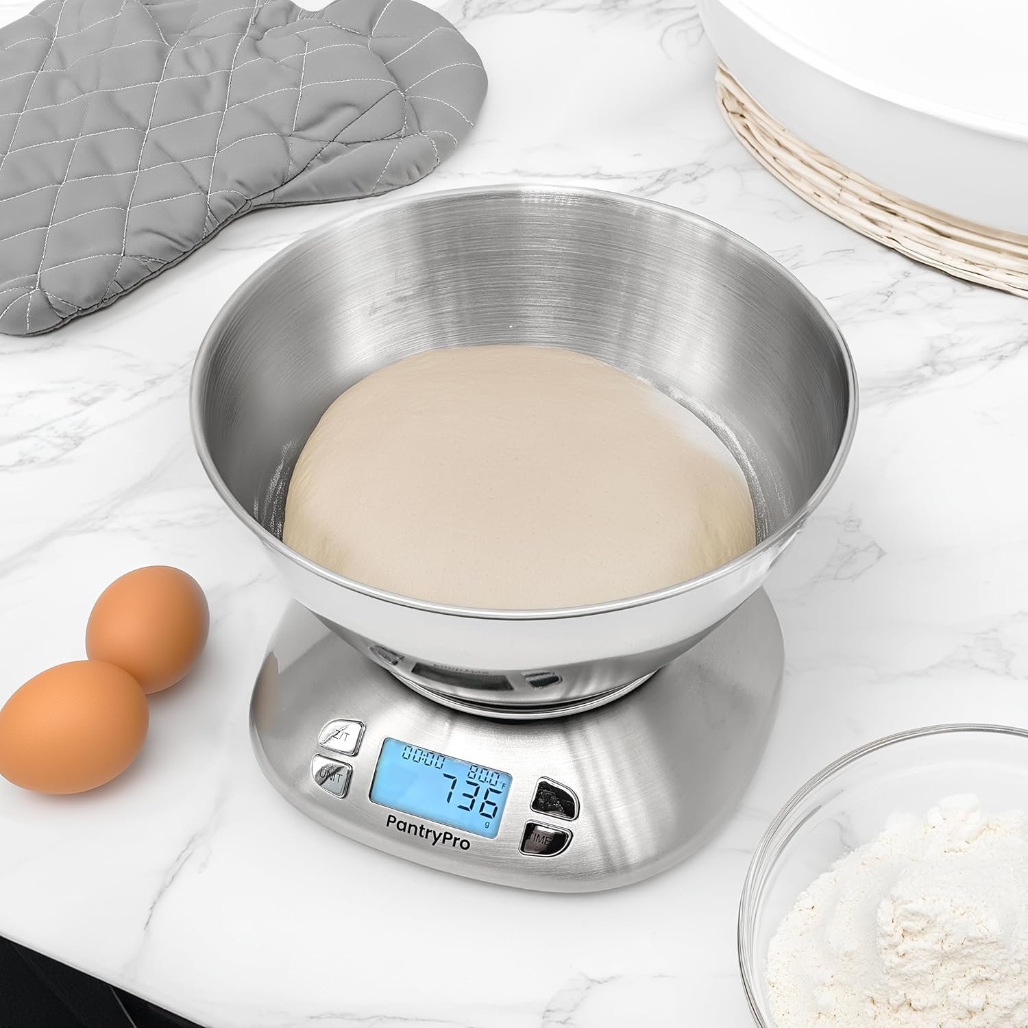Digital Kitchen Scale with Bowl - Gold Stainless Steel 12lbs Capacity - LCD Display Grams and Ounces Battery Included - Image 3