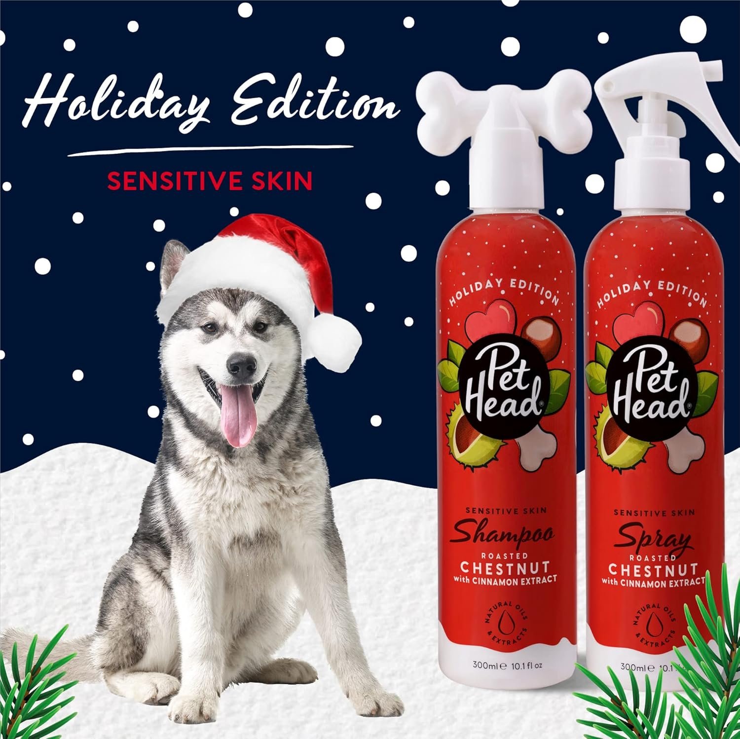 PET HEAD Holiday Edition Dog Shampoo and Spray Set 10.1 fl. oz. Each, Roasted Chestnut with Cinnamon Scent, Shampoo for Dogs with Sensitive Skin, Gentle Formula for Puppies. Made in USA - Image 5