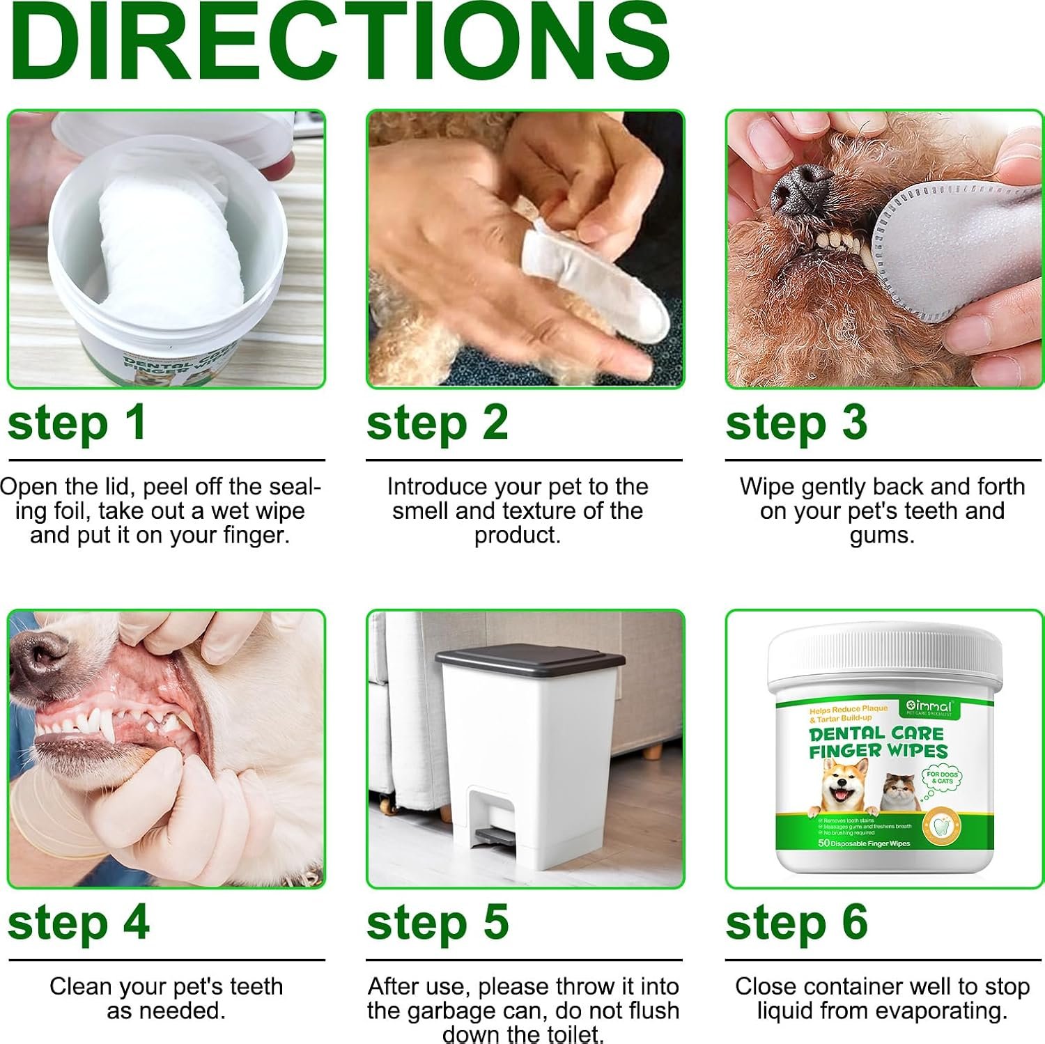 Grooming Wipes Pet Teeth Cleaning Wipes for Dogs & Cats,Dental Wipes for Dogs Teeth Remove Bad Breath by Removing Plaque and Tartar Buildup No-Rinse Dog Finger Toothbrush Disposable Dog Finger - Image 5